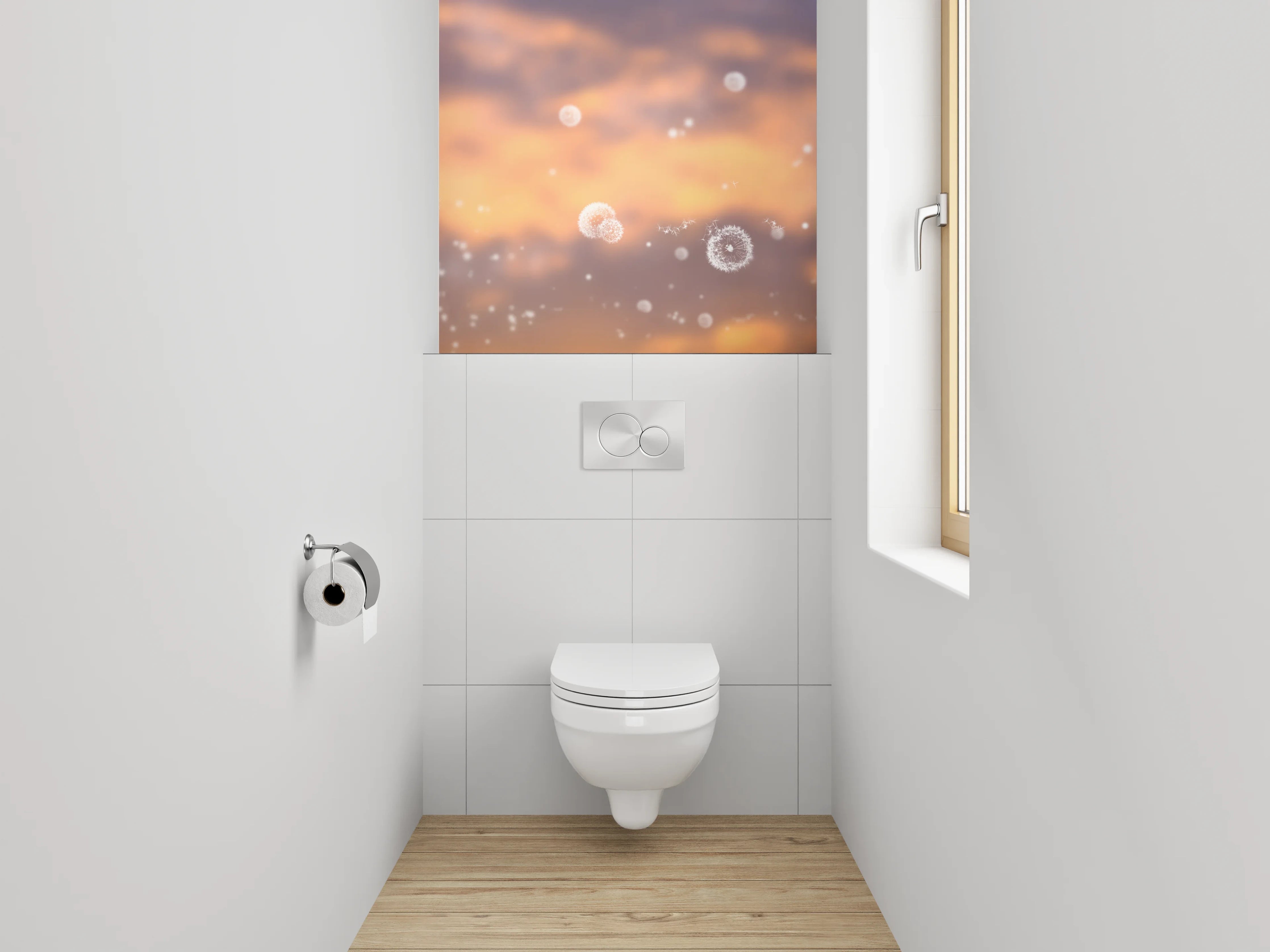 WC-Rückwand - Pusteblume bei Sonnenuntergang Motiv