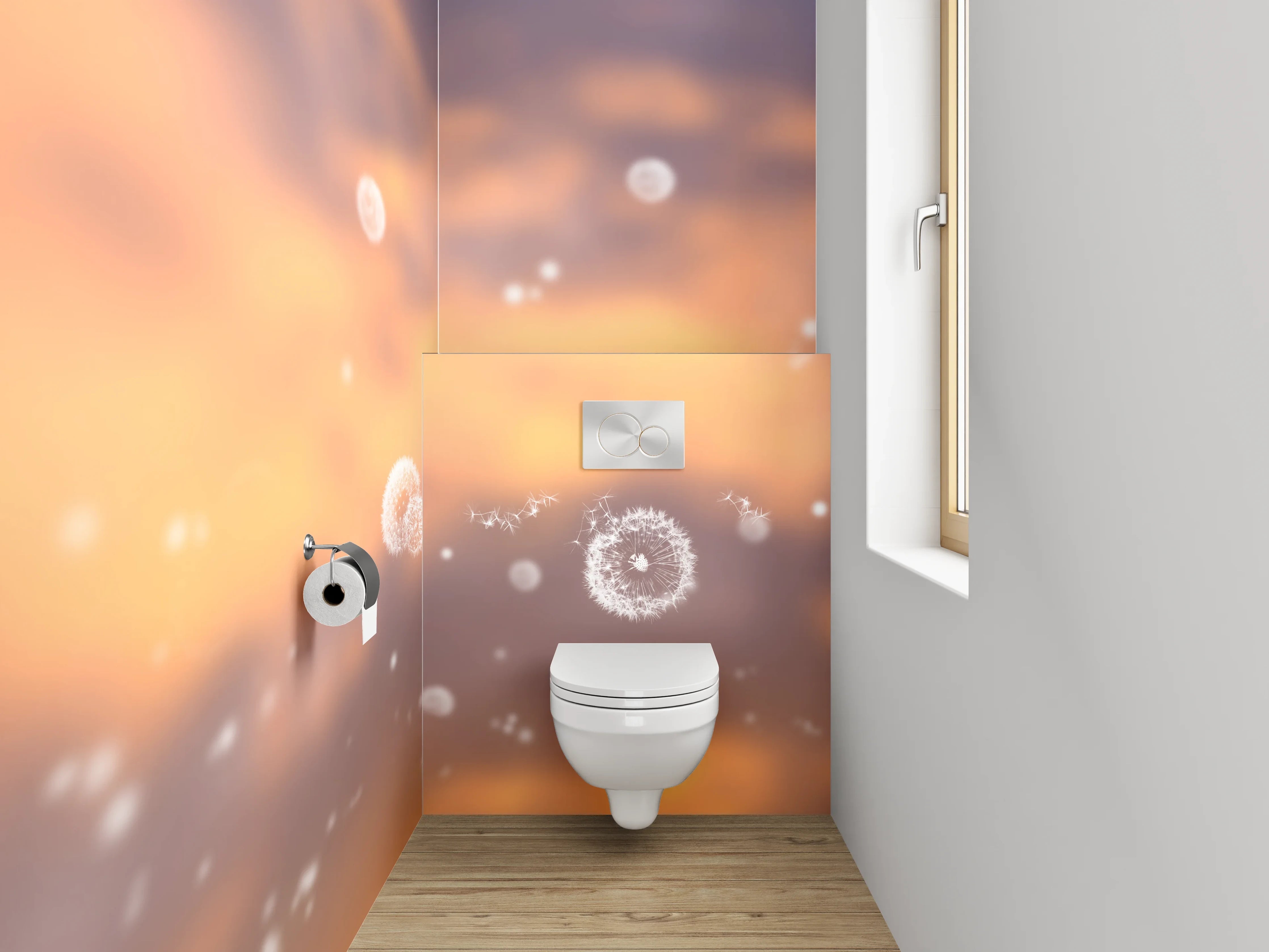 WC-Rückwand - Pusteblume bei Sonnenuntergang Motiv