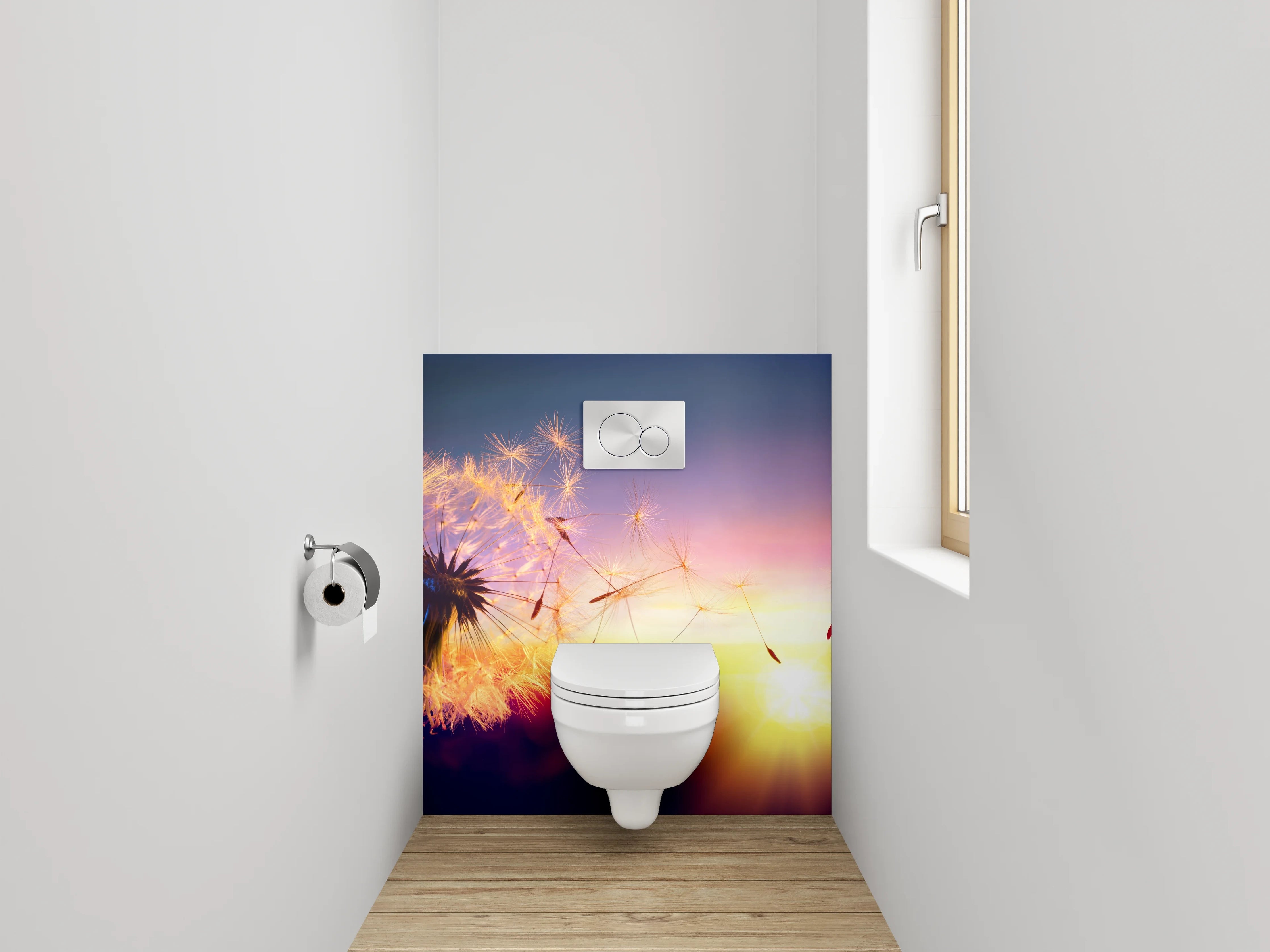 WC-Rückwand - Pusteblume im Sonnenuntergang