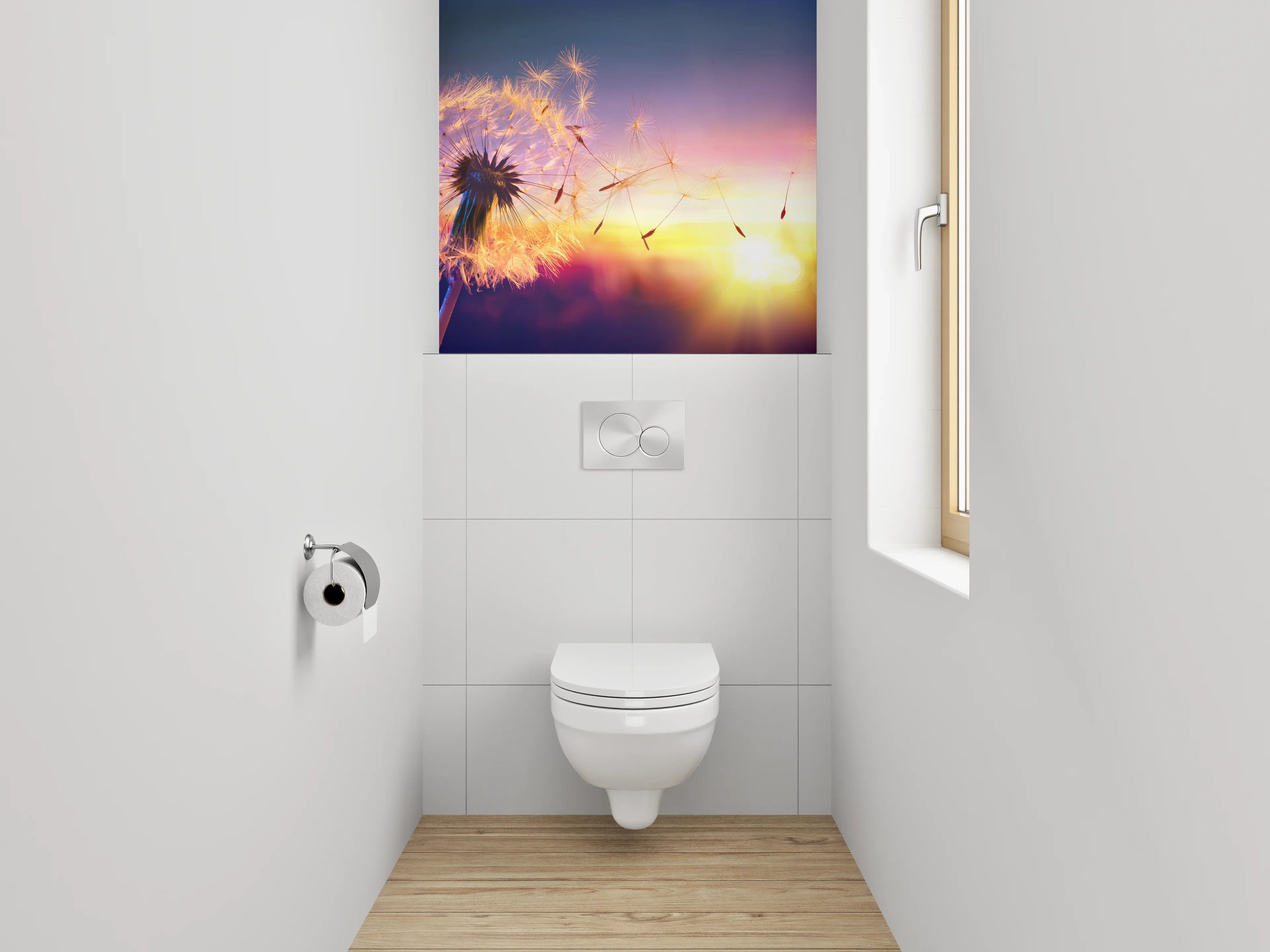 WC-Rückwand - Pusteblume im Sonnenuntergang