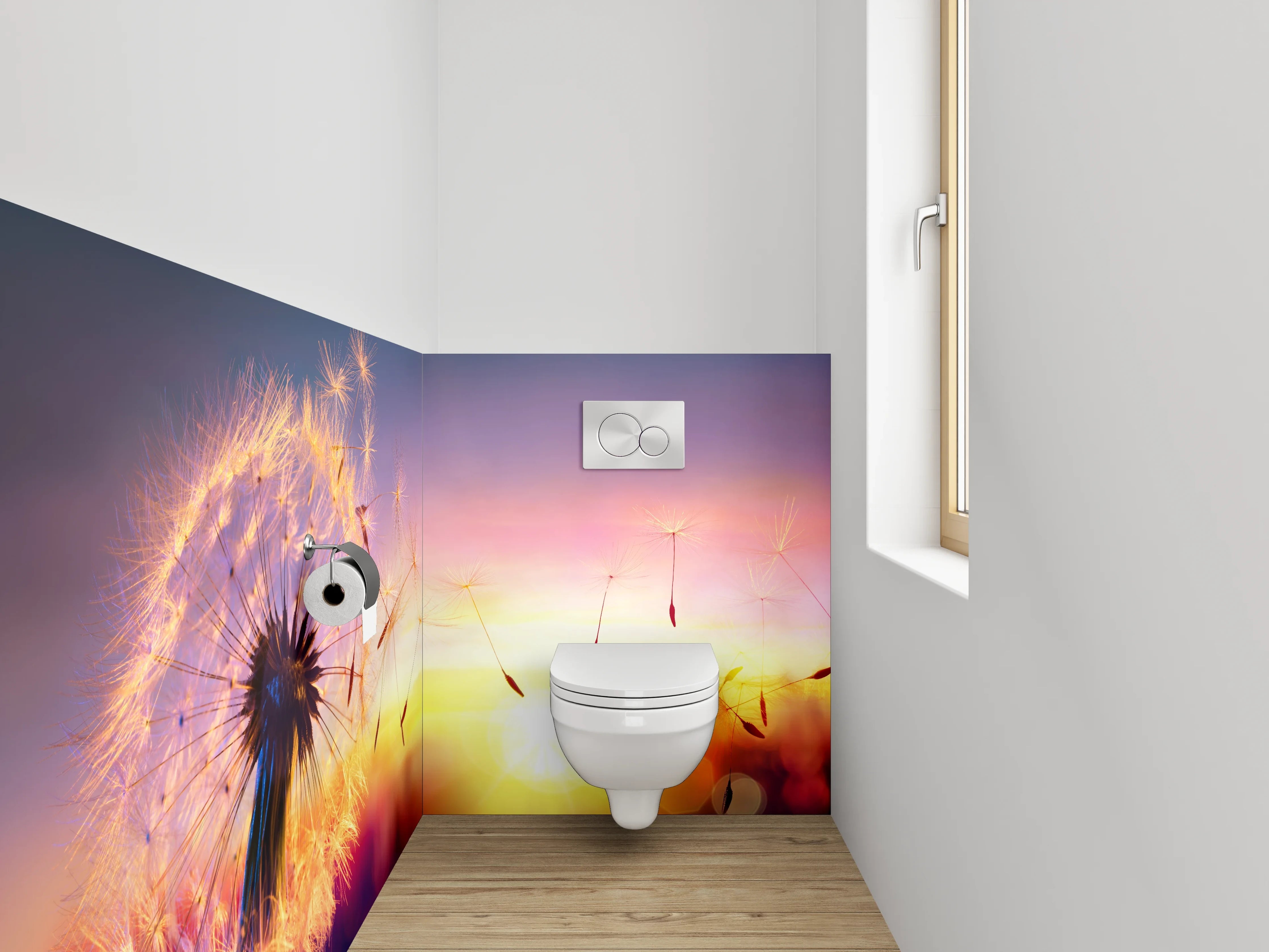 WC-Rückwand - Pusteblume im Sonnenuntergang