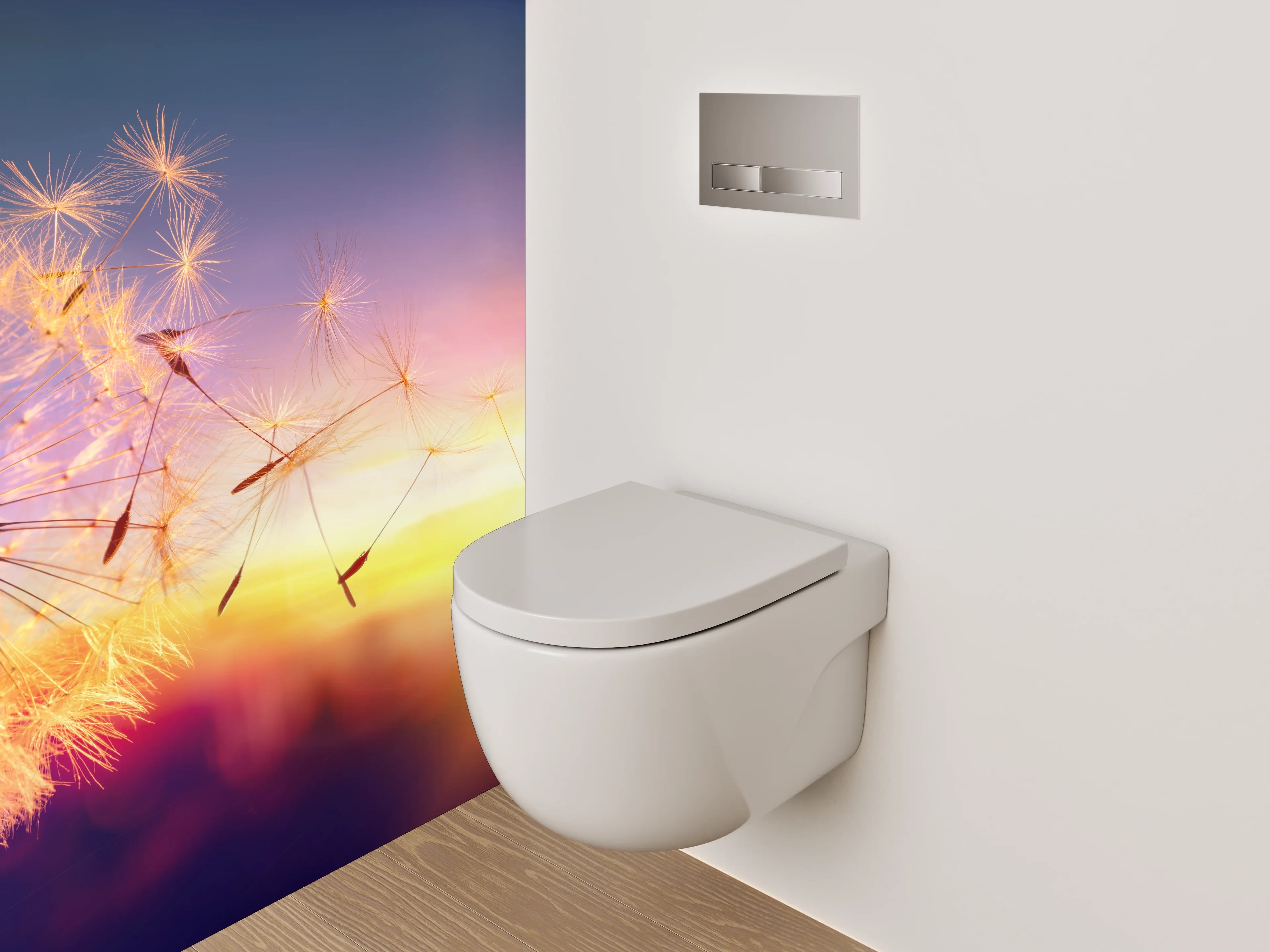 WC-Rückwand - Pusteblume im Sonnenuntergang