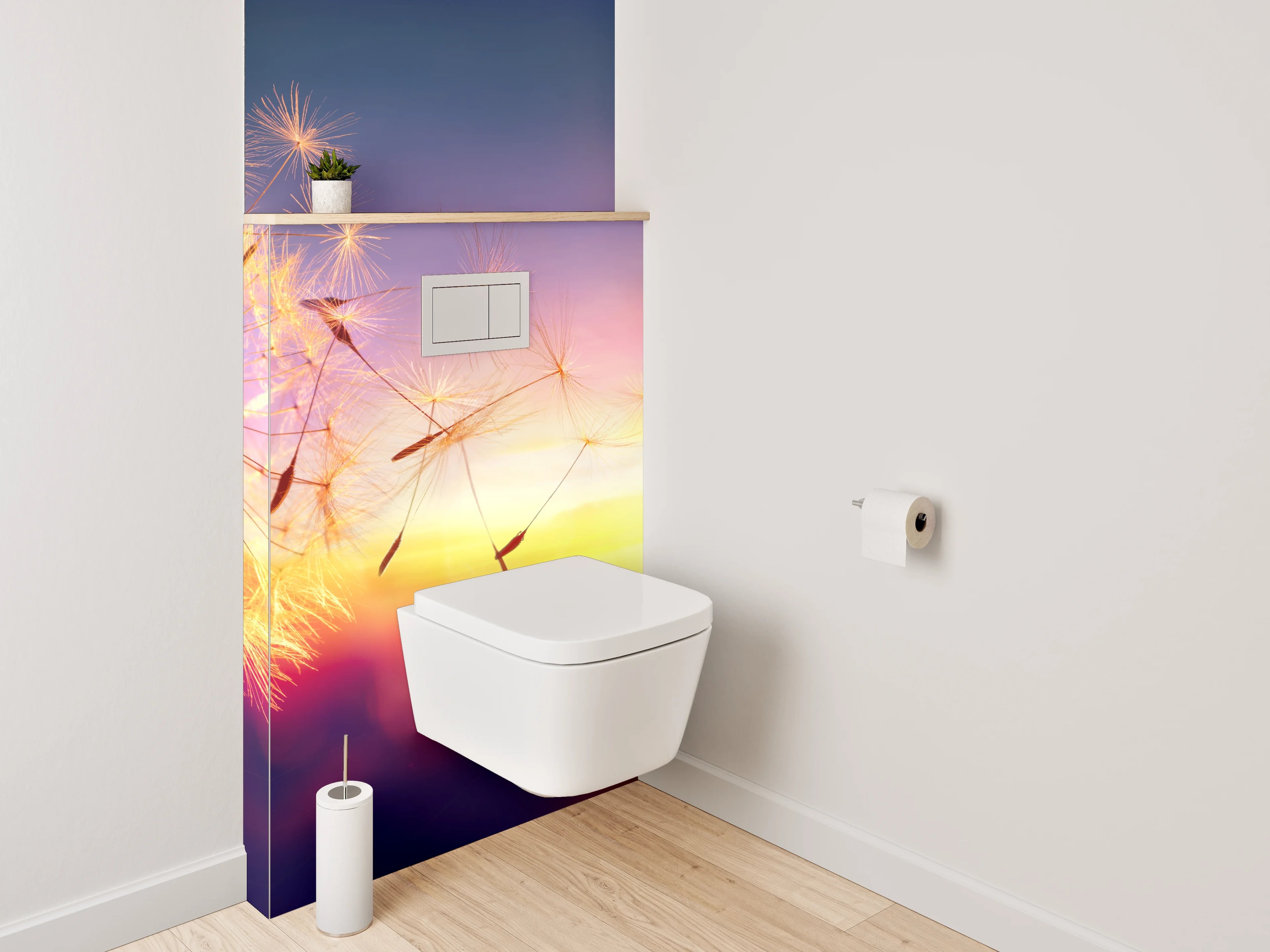 WC-Rückwand - Pusteblume im Sonnenuntergang