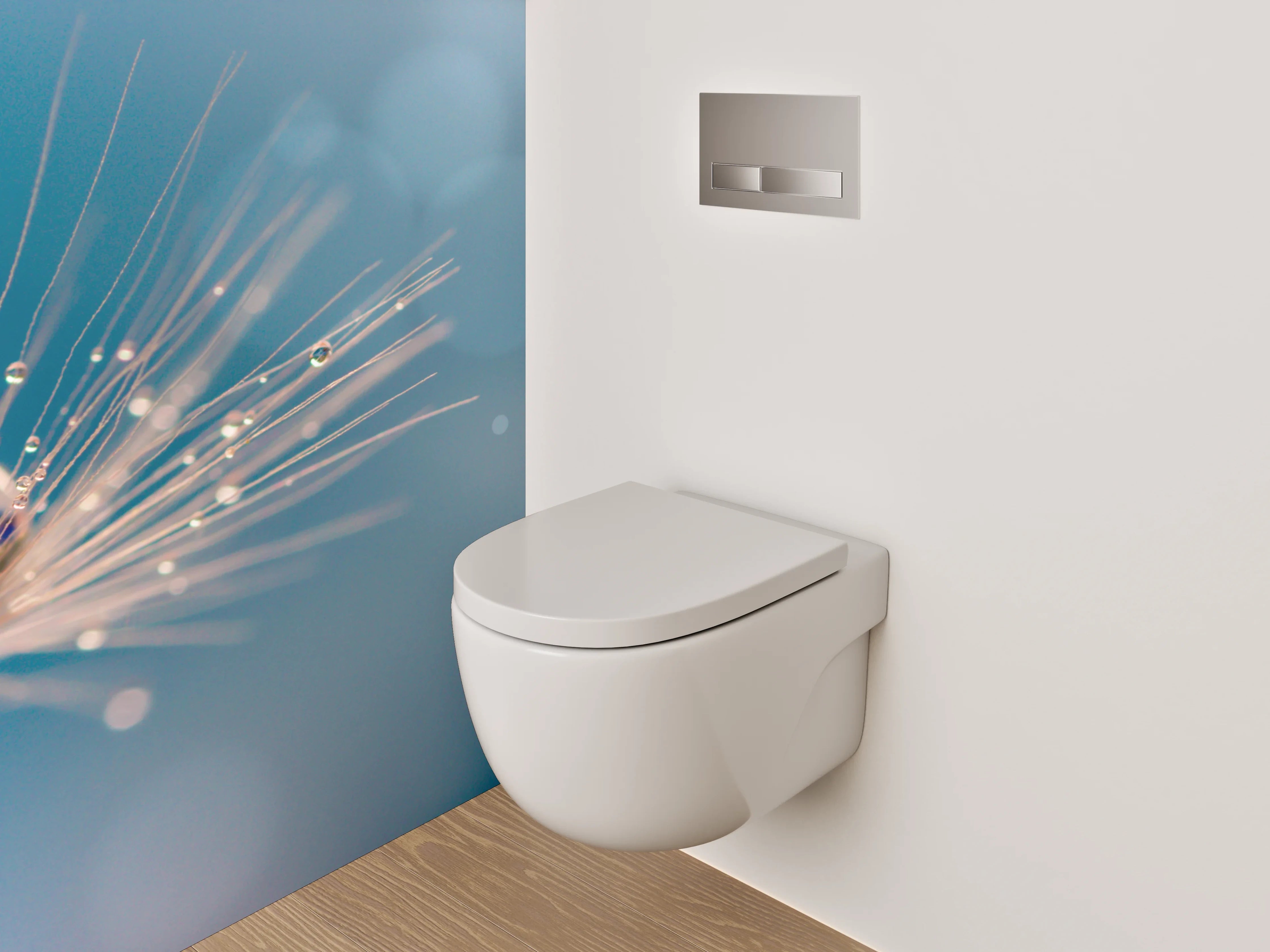 WC-Rückwand - Pusteblume mit Tautropfen im Gegenlicht