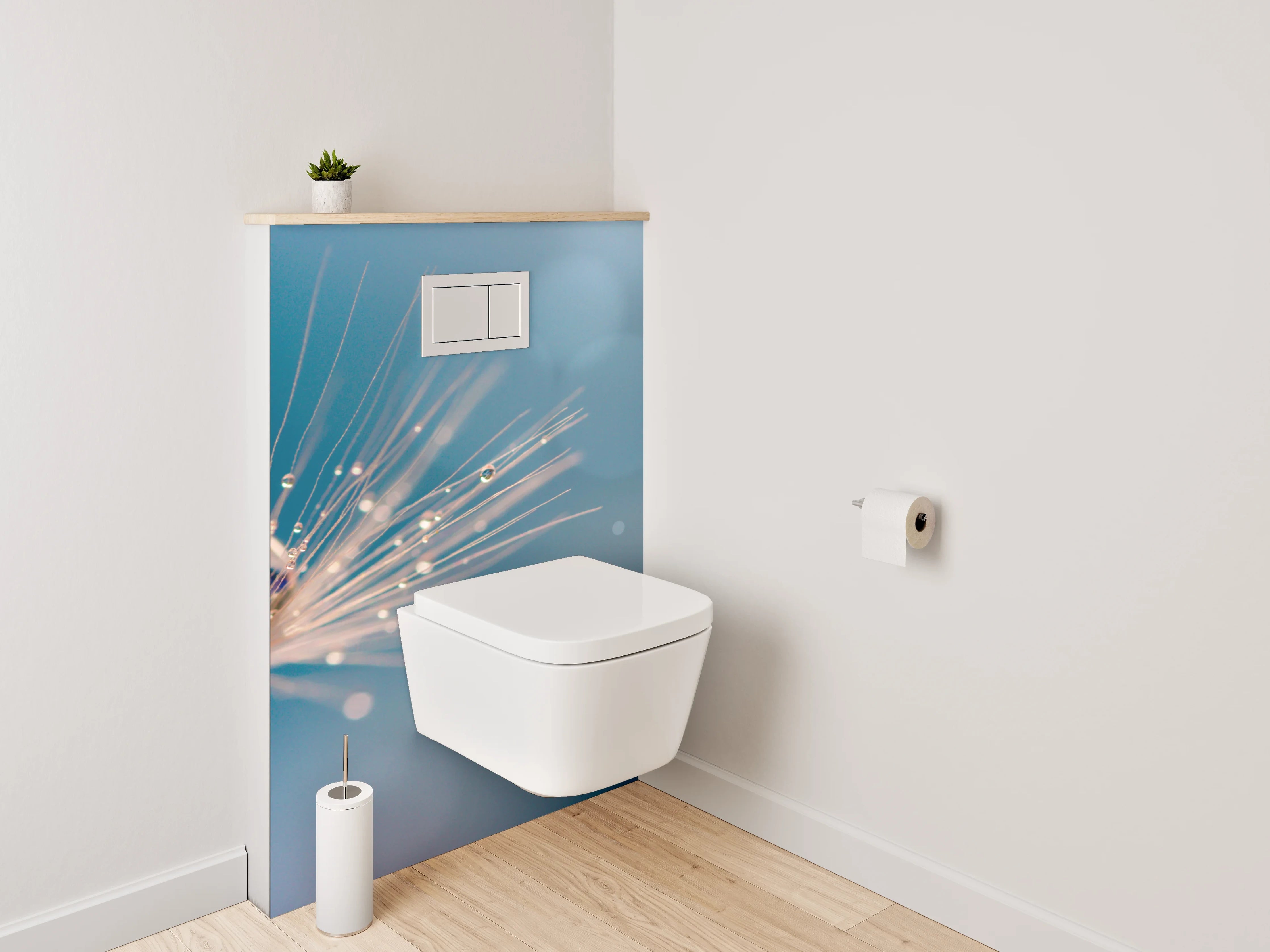 WC-Rückwand - Pusteblume mit Tautropfen im Gegenlicht