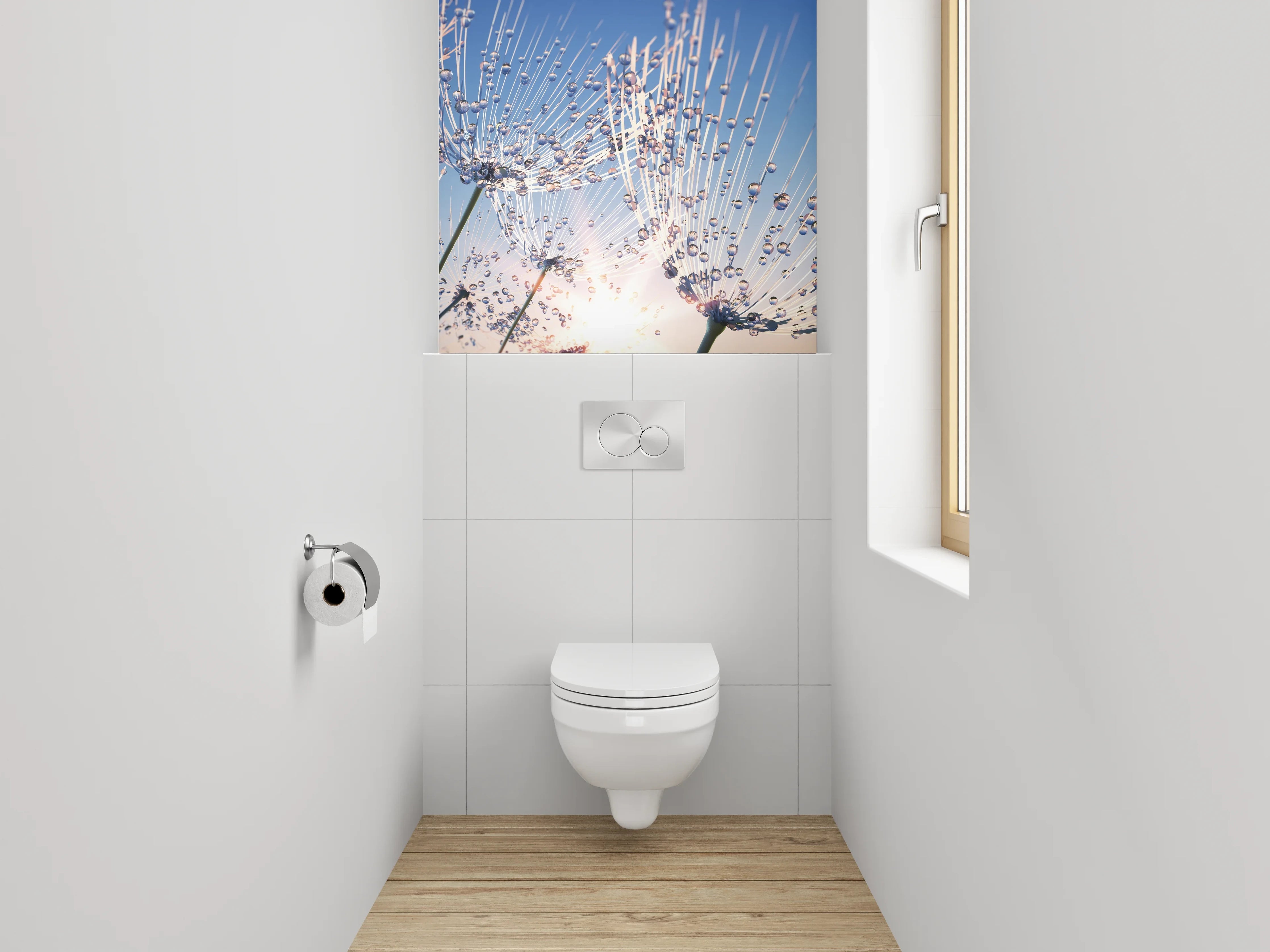 WC-Rückwand - Pusteblumen Sonnenaufgang Naturfoto