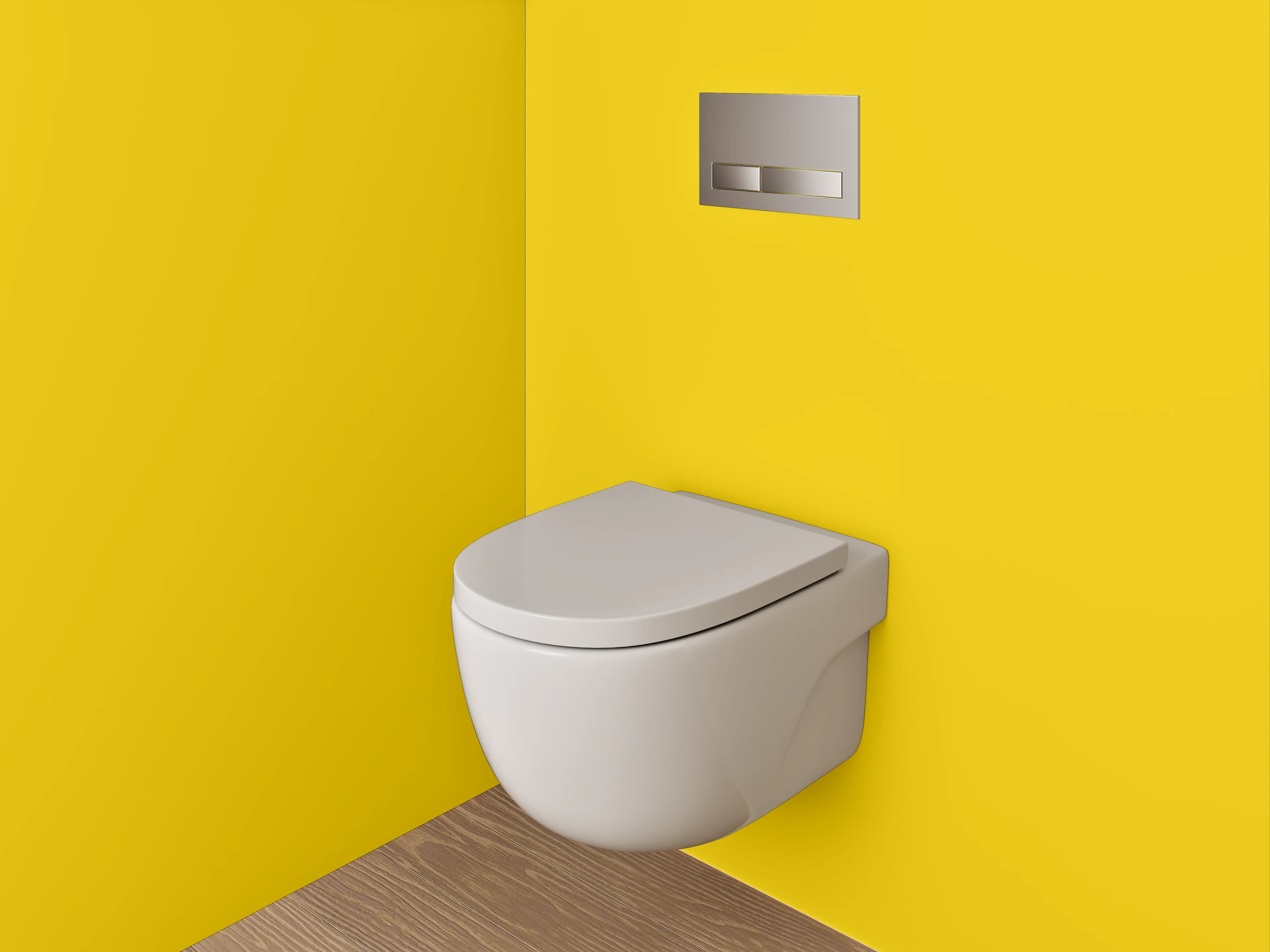 WC-Rückwand - RAL 1021 Rapsgelb.
