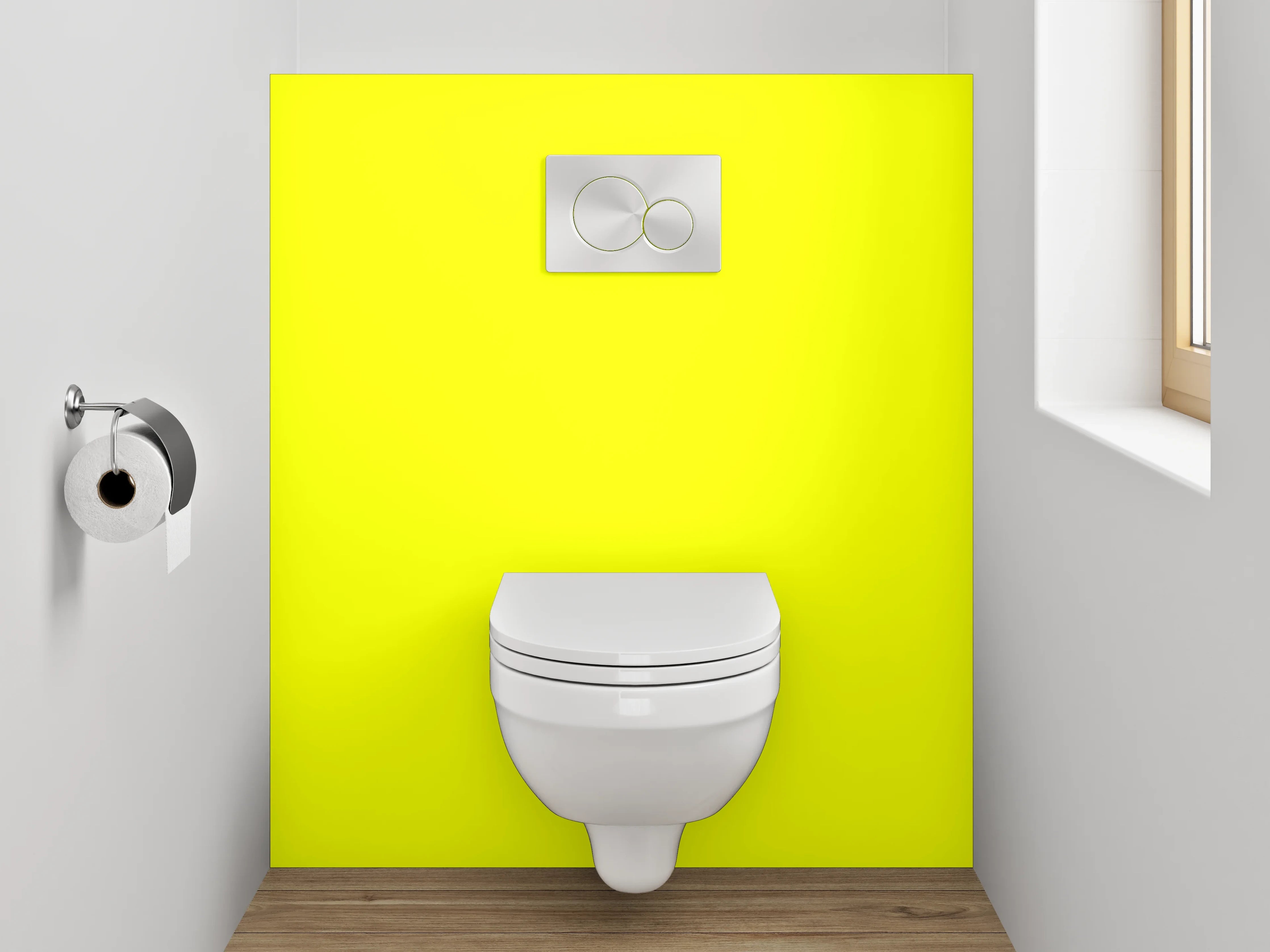 WC-Rückwand - RAL 1026 Leuchtgelb