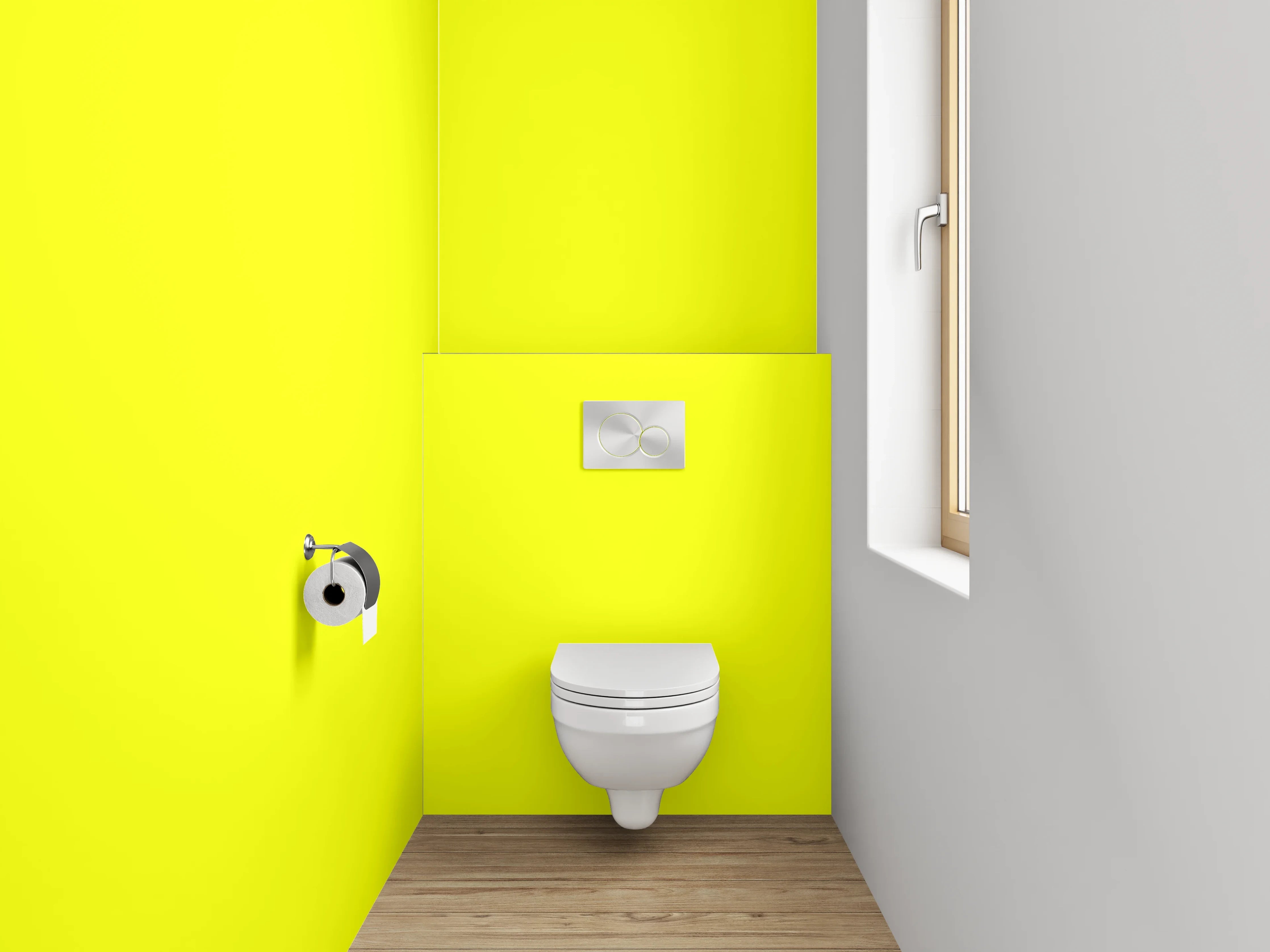 WC-Rückwand - RAL 1026 Leuchtgelb