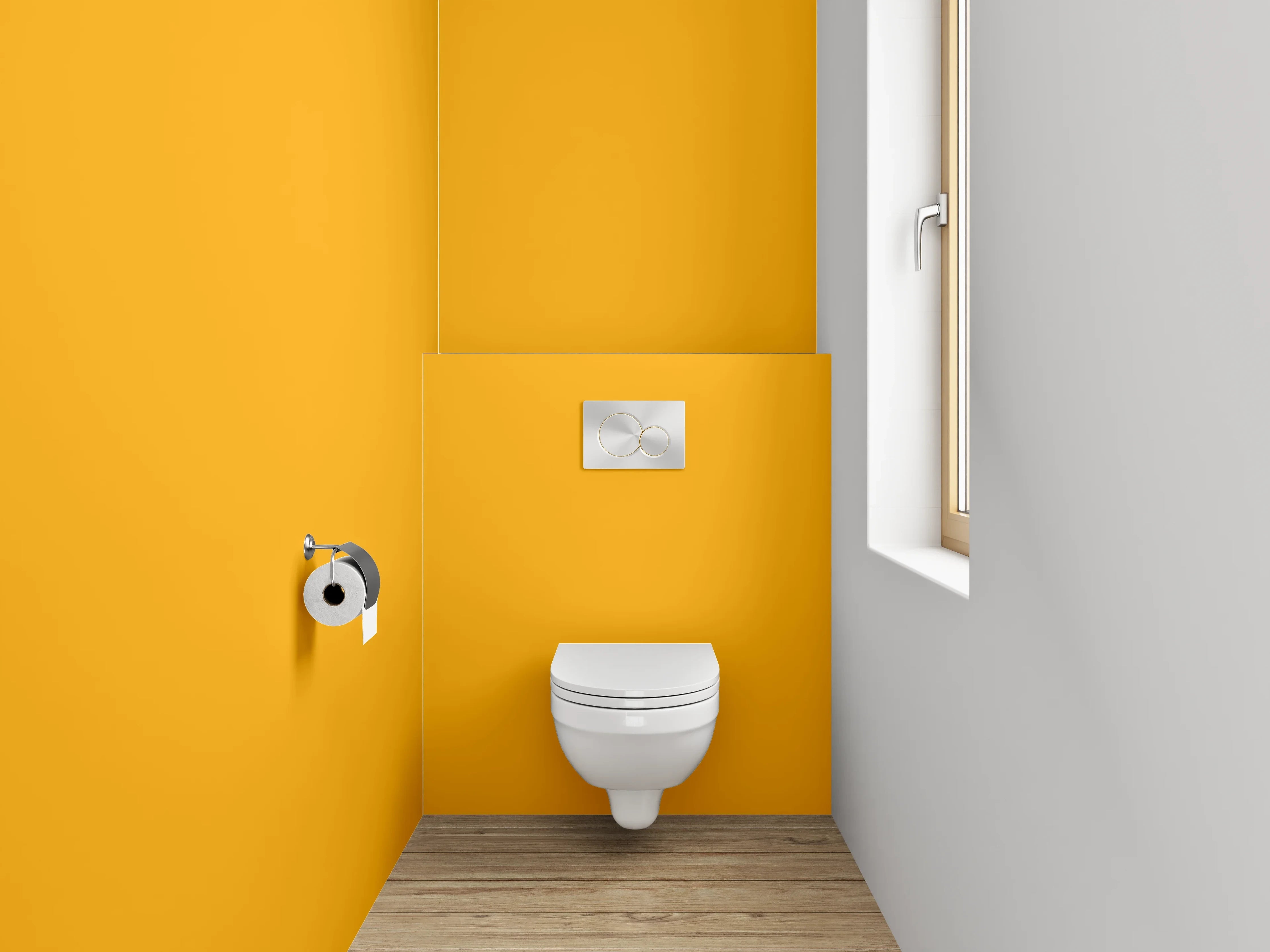 WC-Rückwand - RAL 1037 Sonnenblumengelb