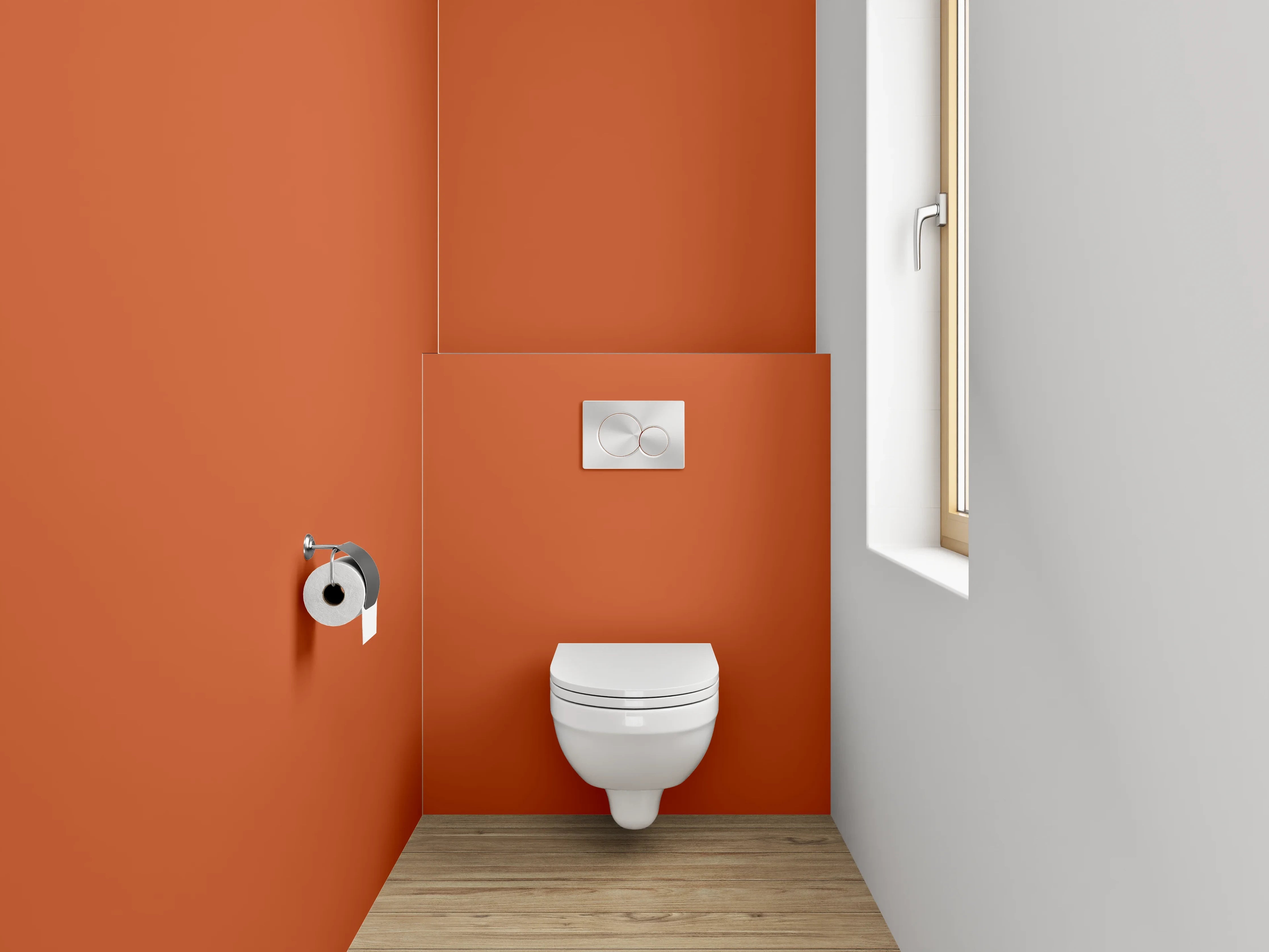 WC-Rückwand - RAL 2001 Rotorange