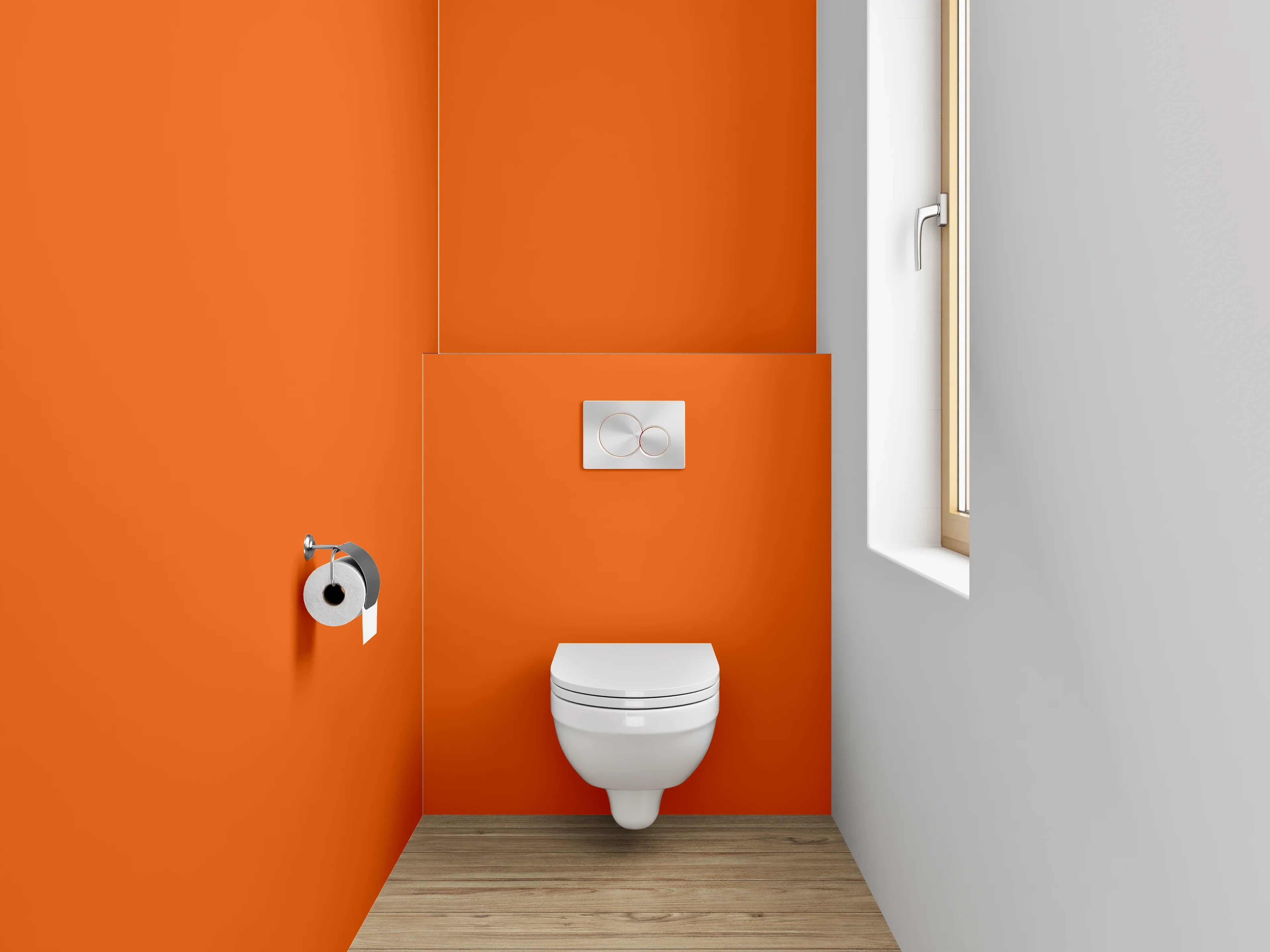 WC-Rückwand - RAL 2009 Verkehrsorange