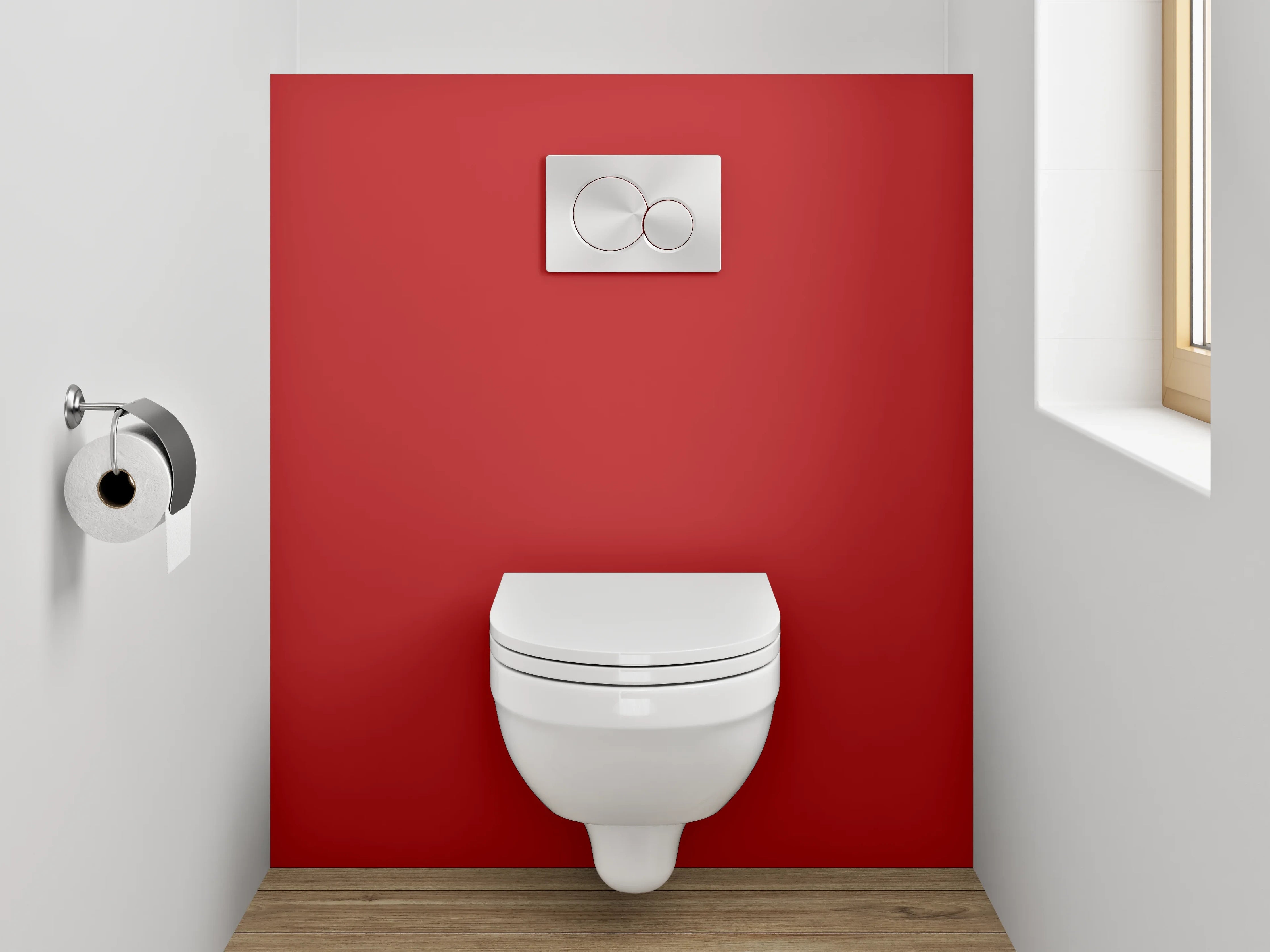 WC-Rückwand - RAL 3000 Feuerrot