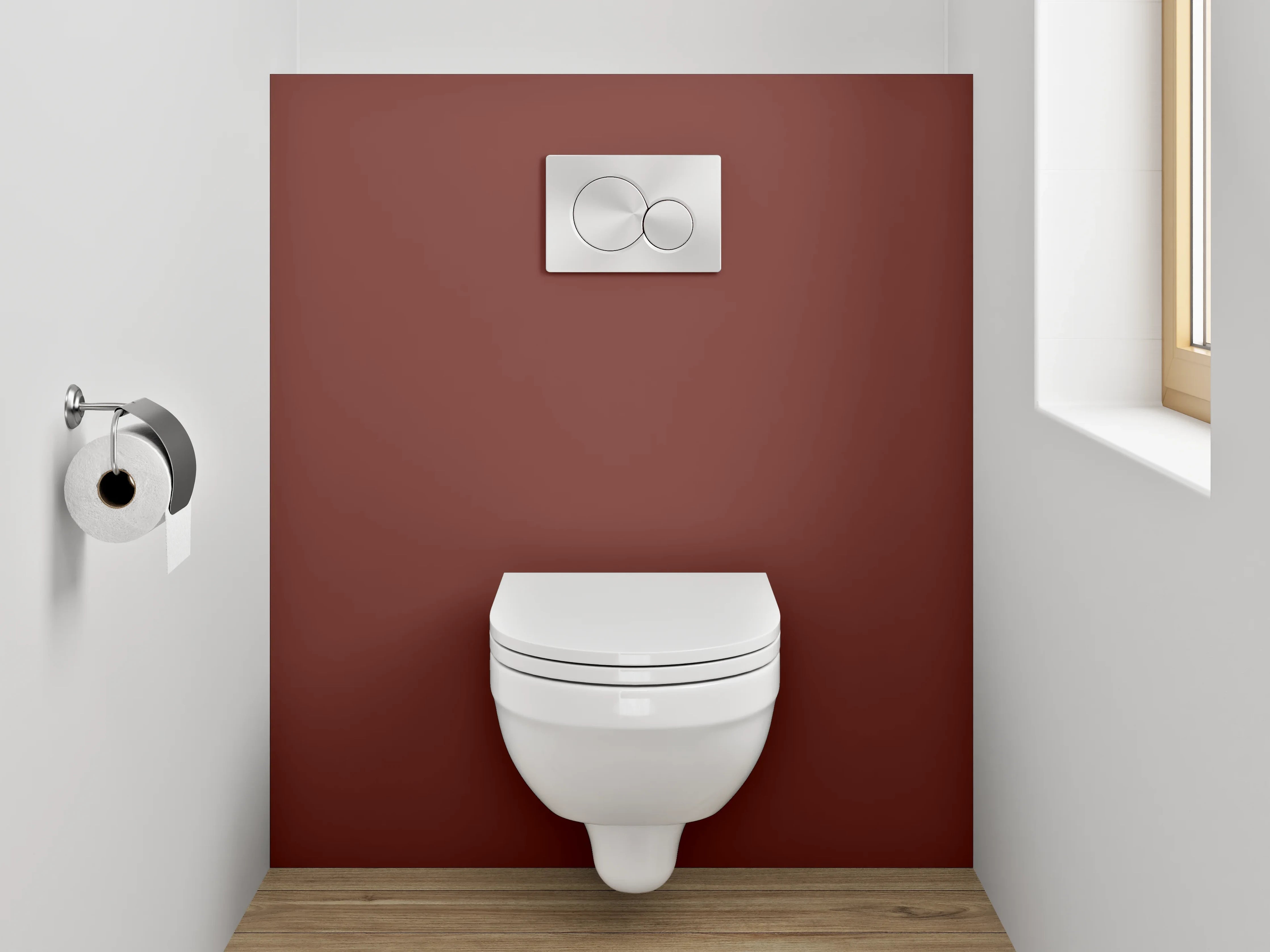 WC-Rückwand - RAL 3009 Oxidrot