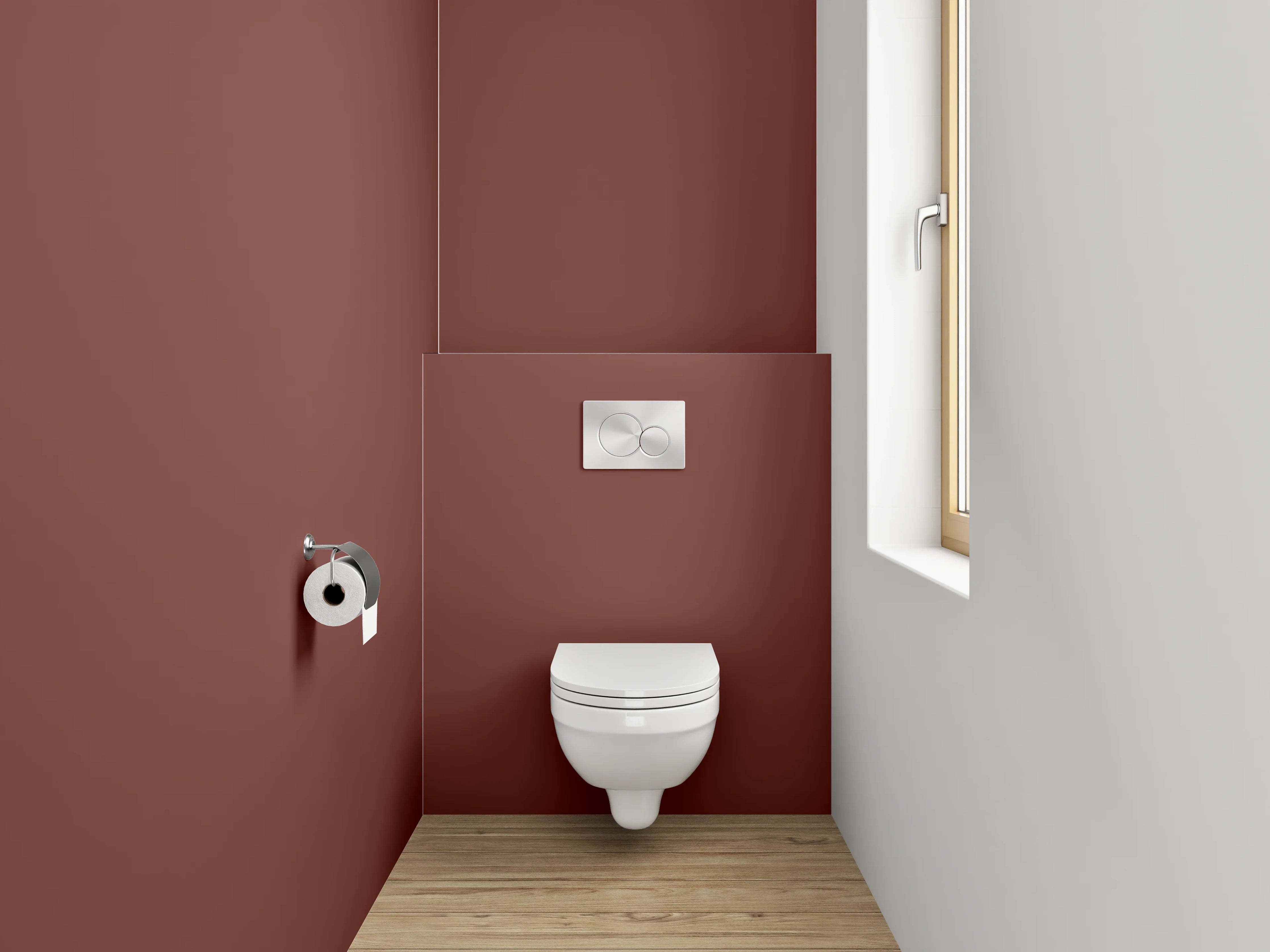WC-Rückwand - RAL 3009 Oxidrot