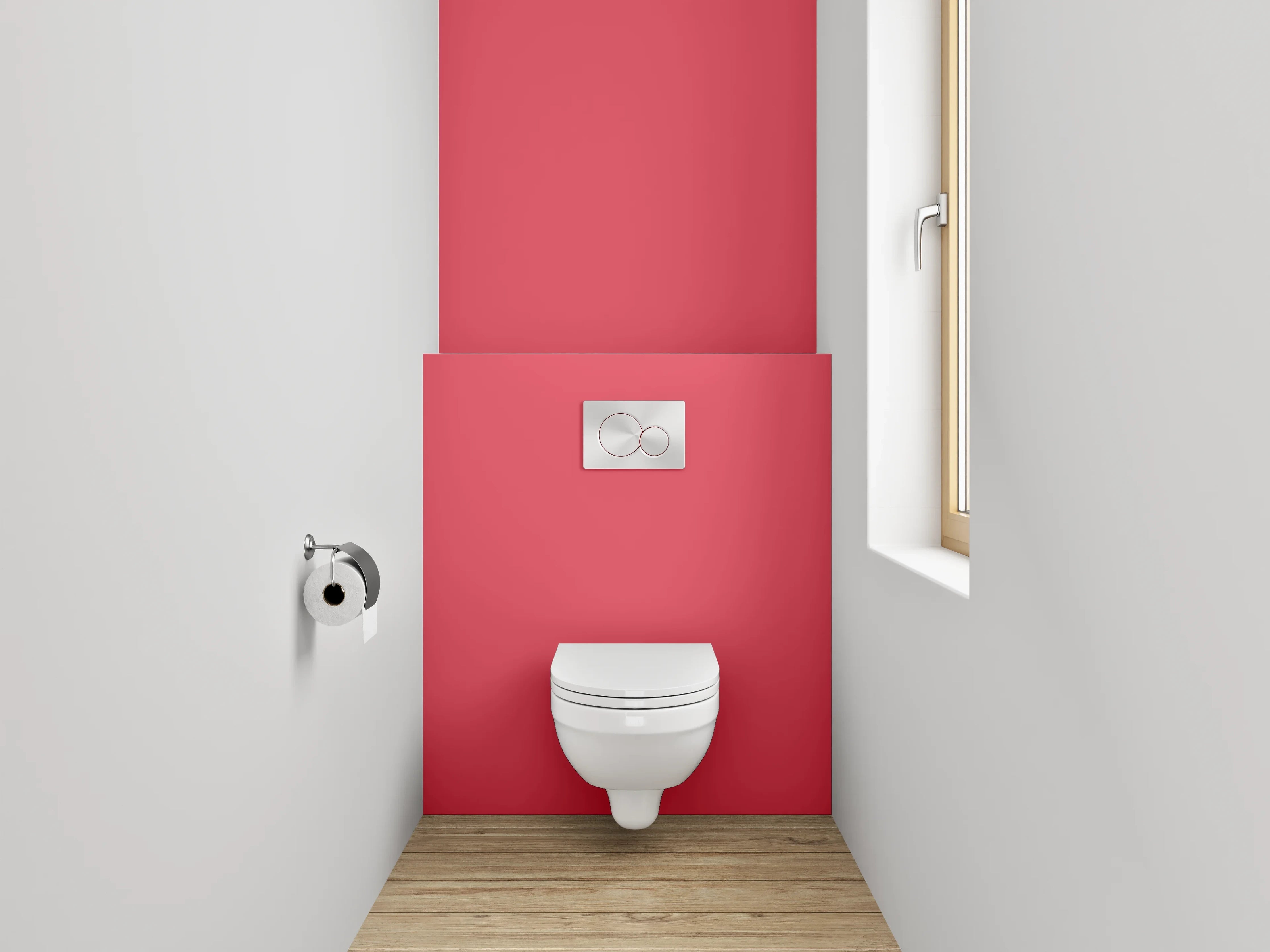 WC-Rückwand - RAL 3018 Erdbeerrot.