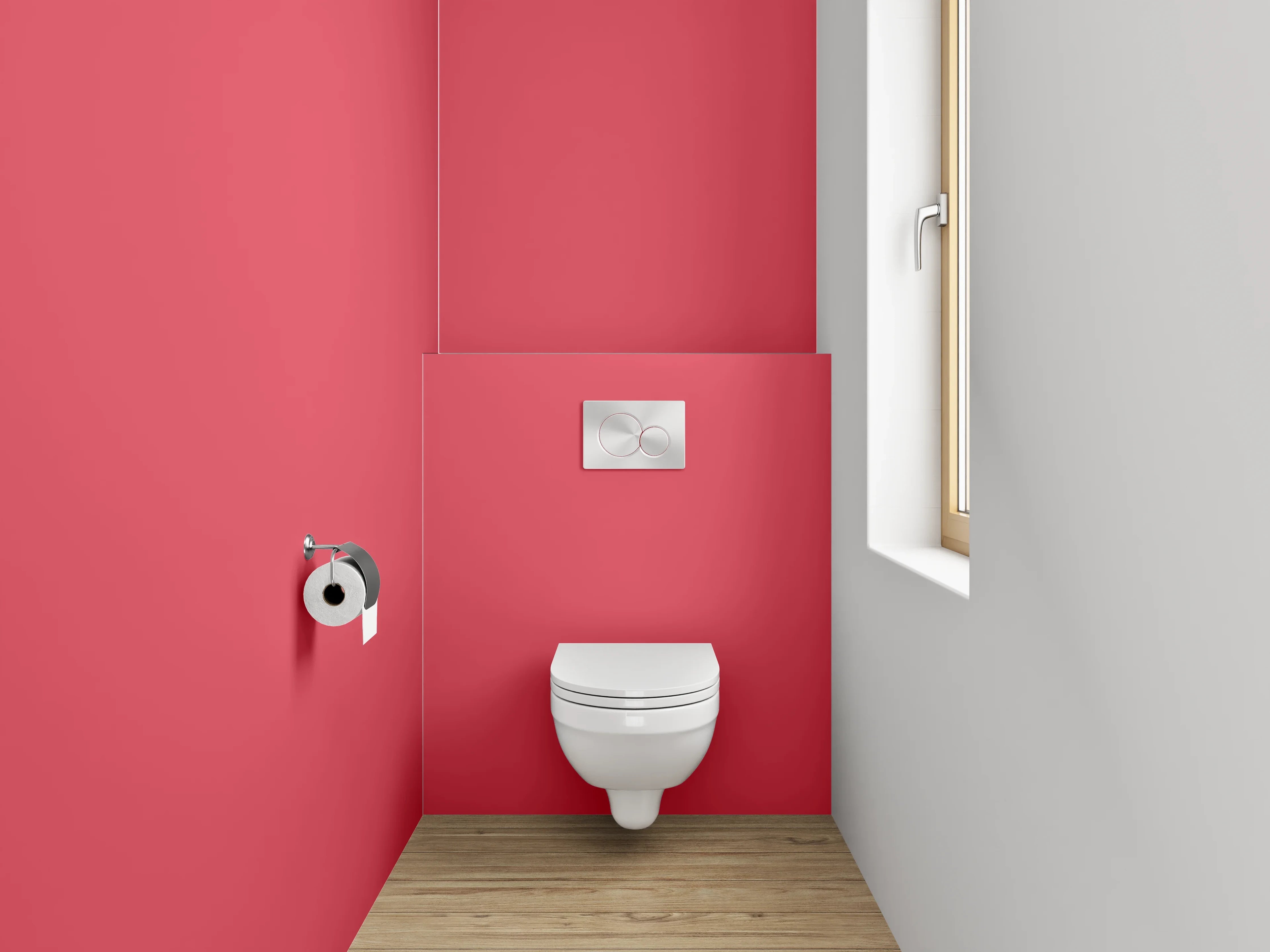 WC-Rückwand - RAL 3018 Erdbeerrot.