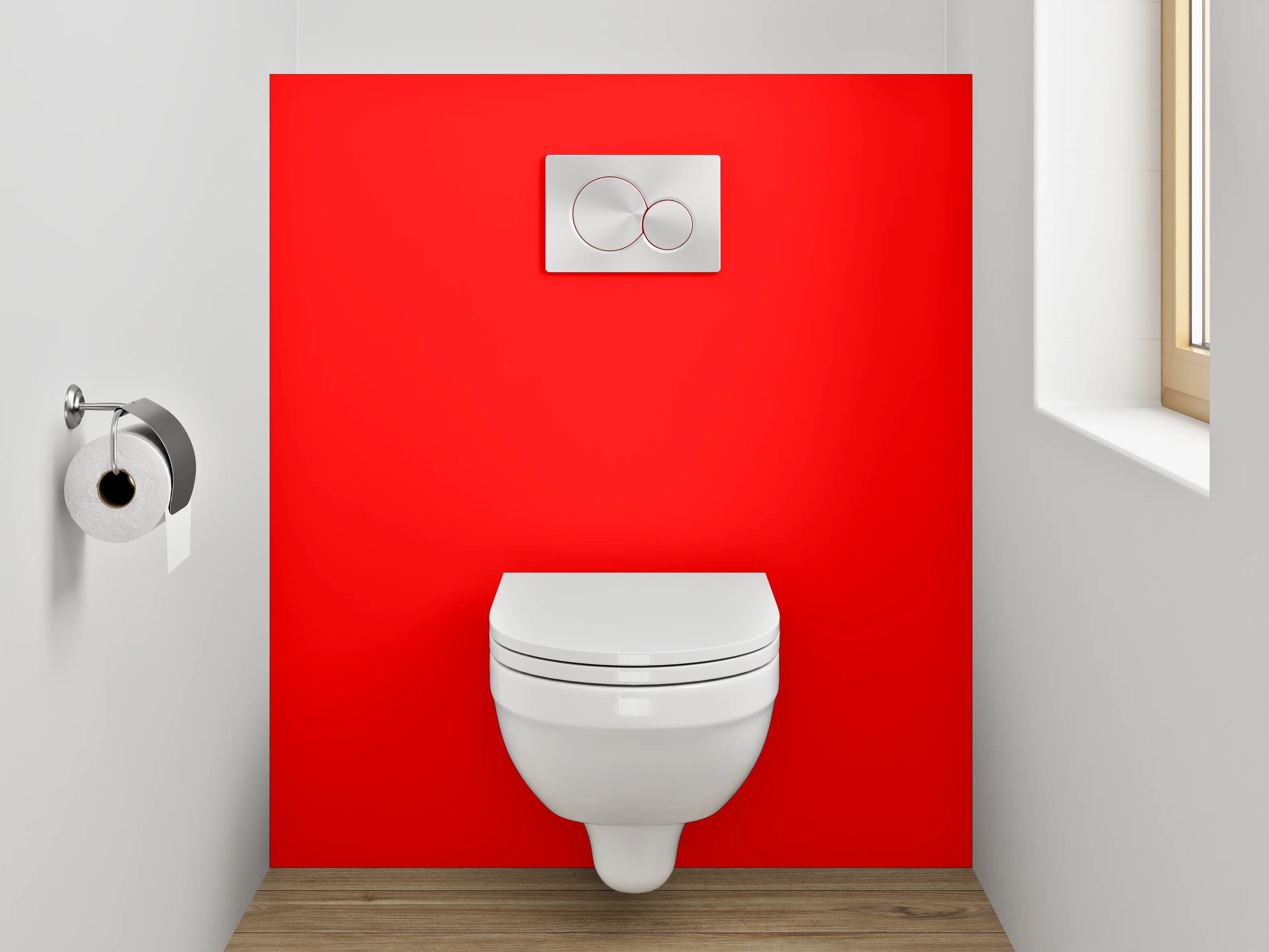 WC-Rückwand - RAL 3024 Leuchtrot