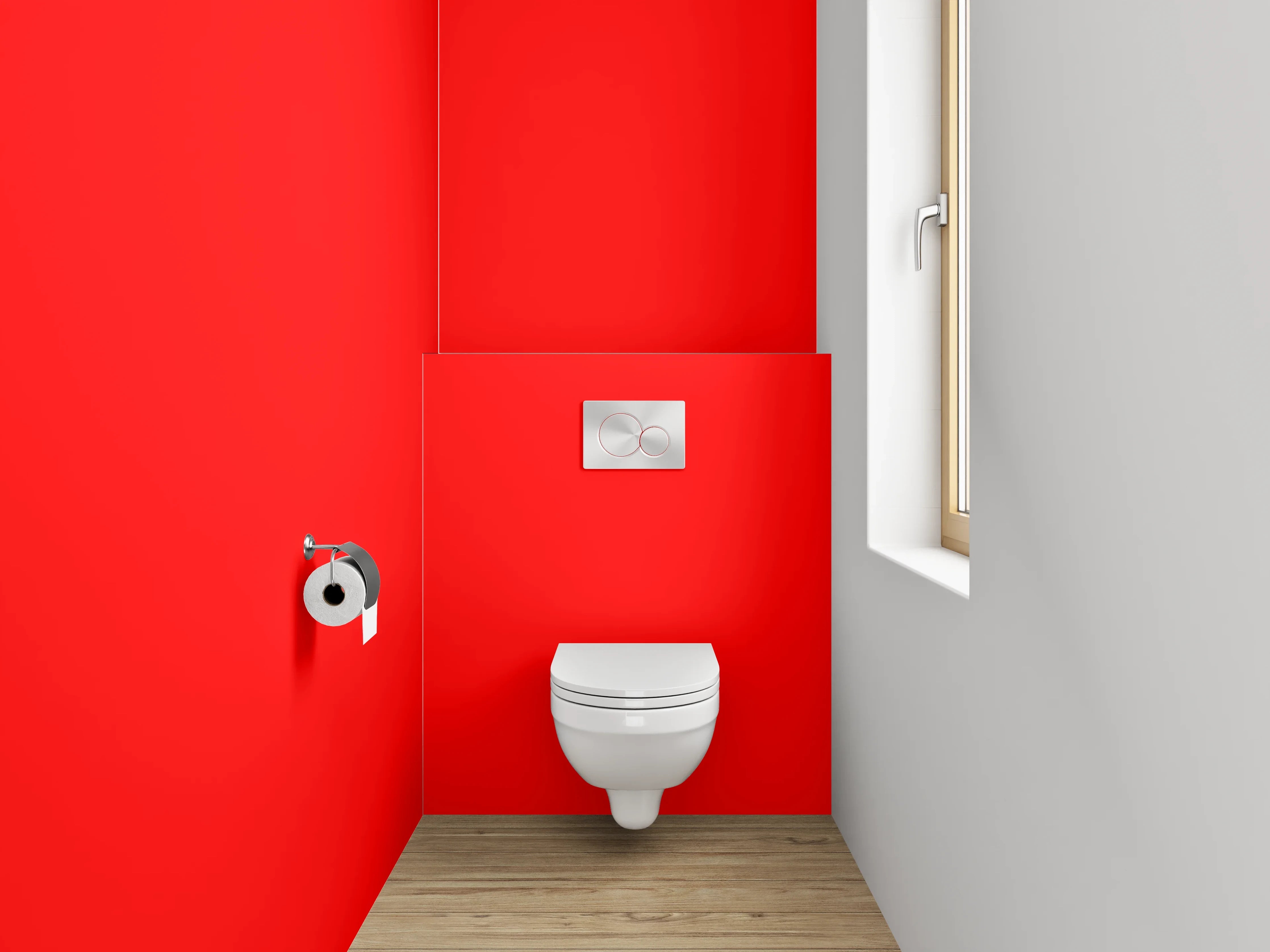 WC-Rückwand - RAL 3026 Leuchtrot