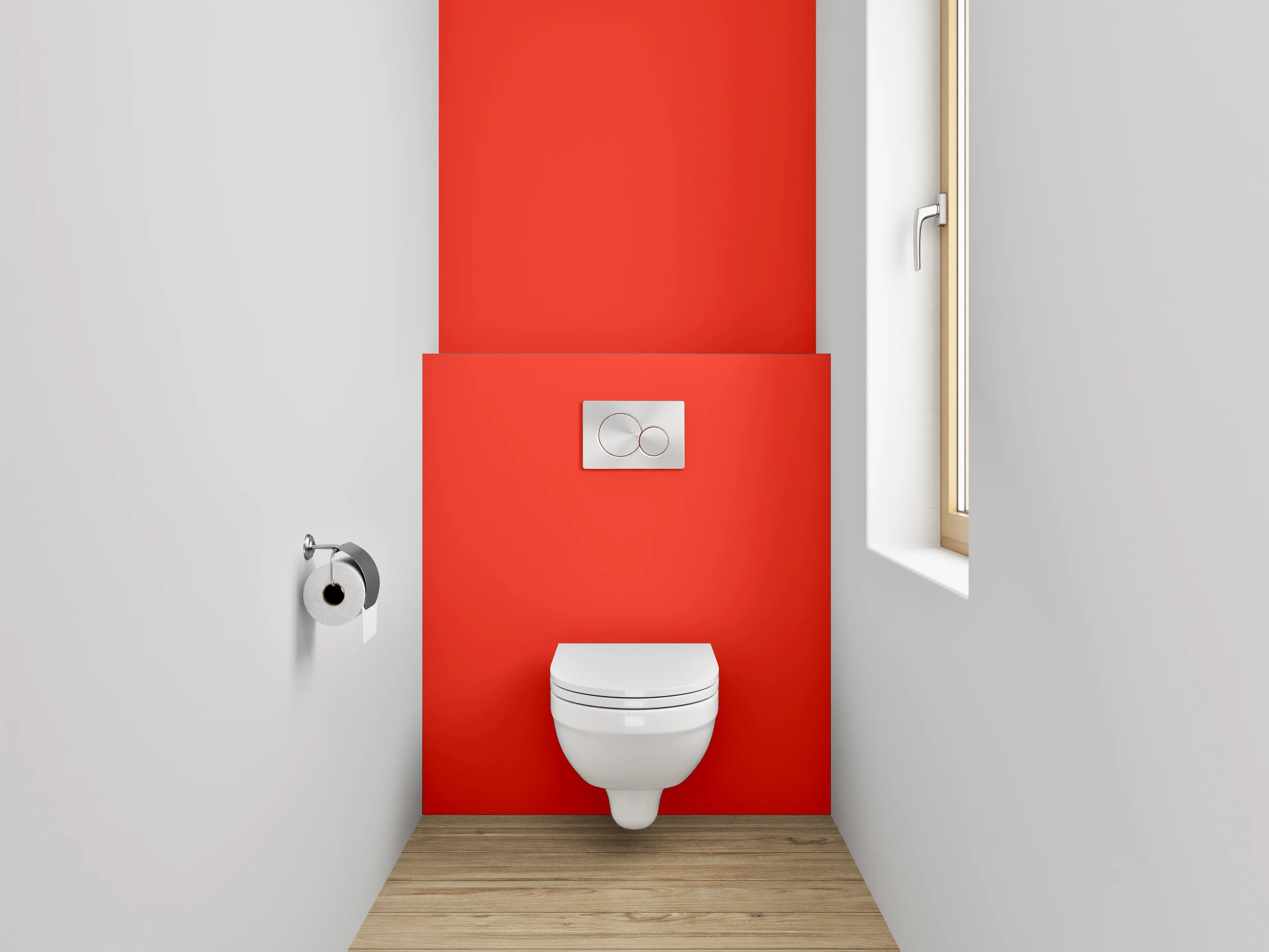 WC-Rückwand - RAL 3028 Reinrotblau