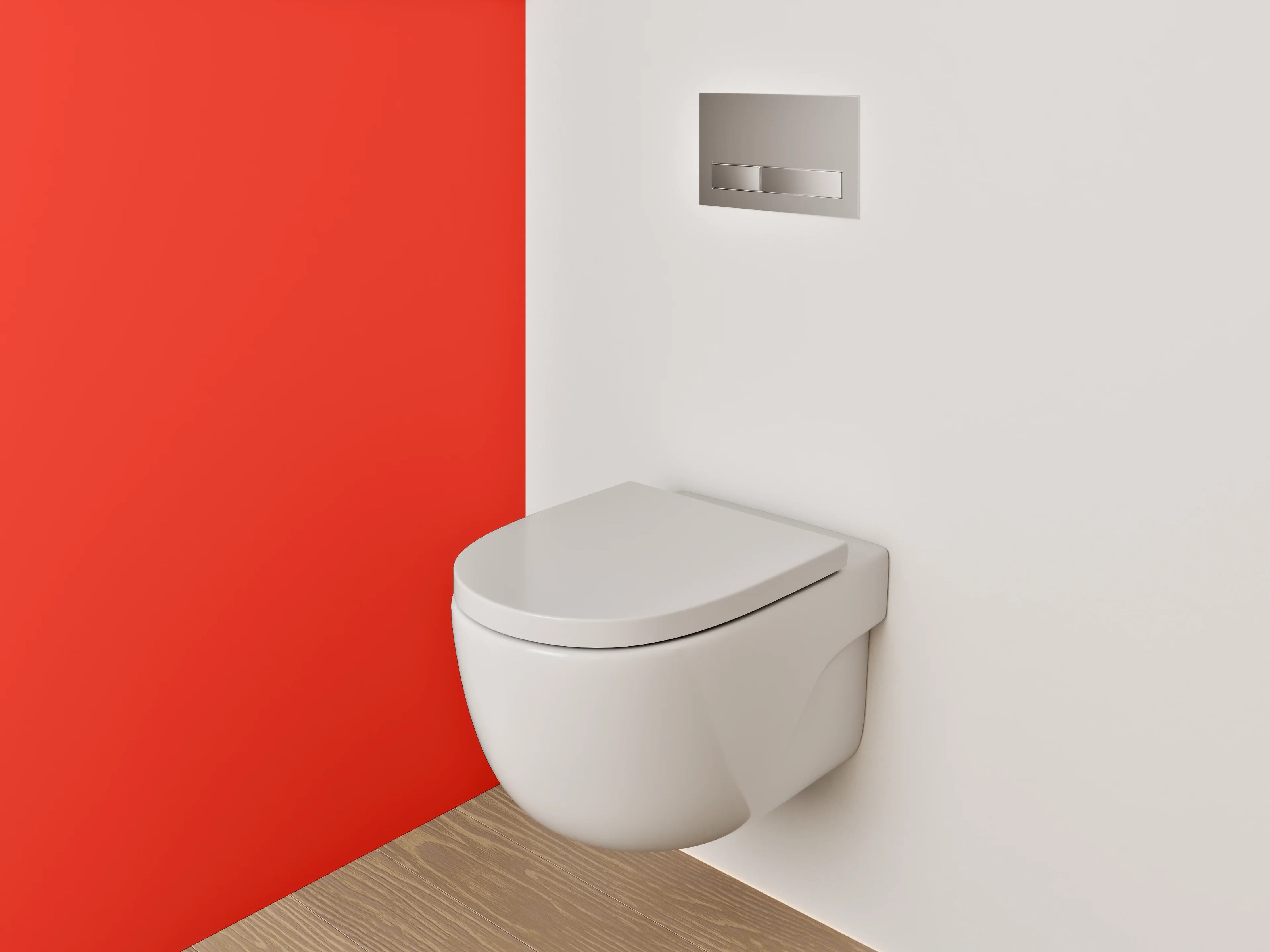 WC-Rückwand - RAL 3028 Reinrotblau