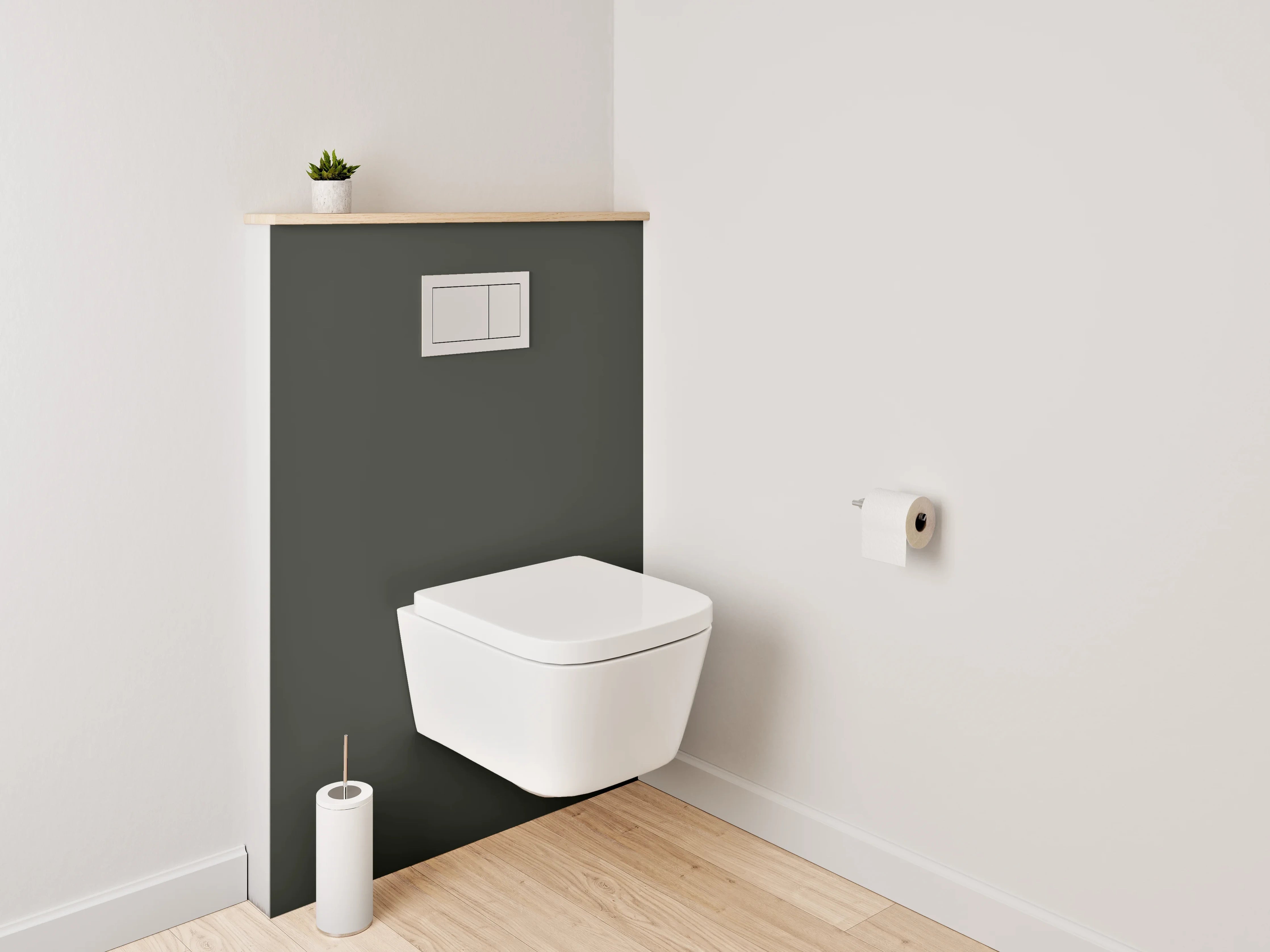 WC-Rückwand - RAL 6008 Braungrün