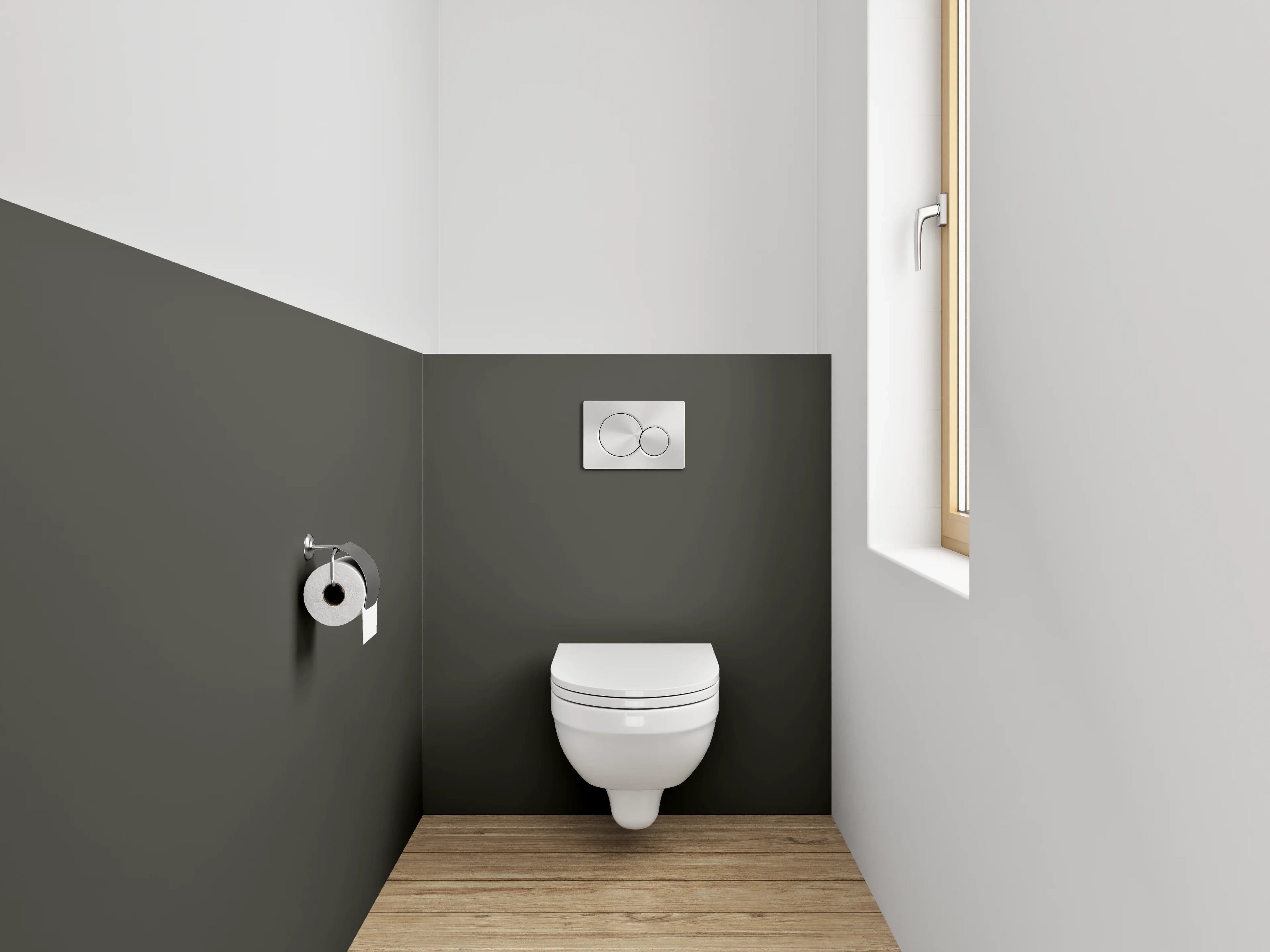WC-Rückwand - RAL 6022 Braunoliv