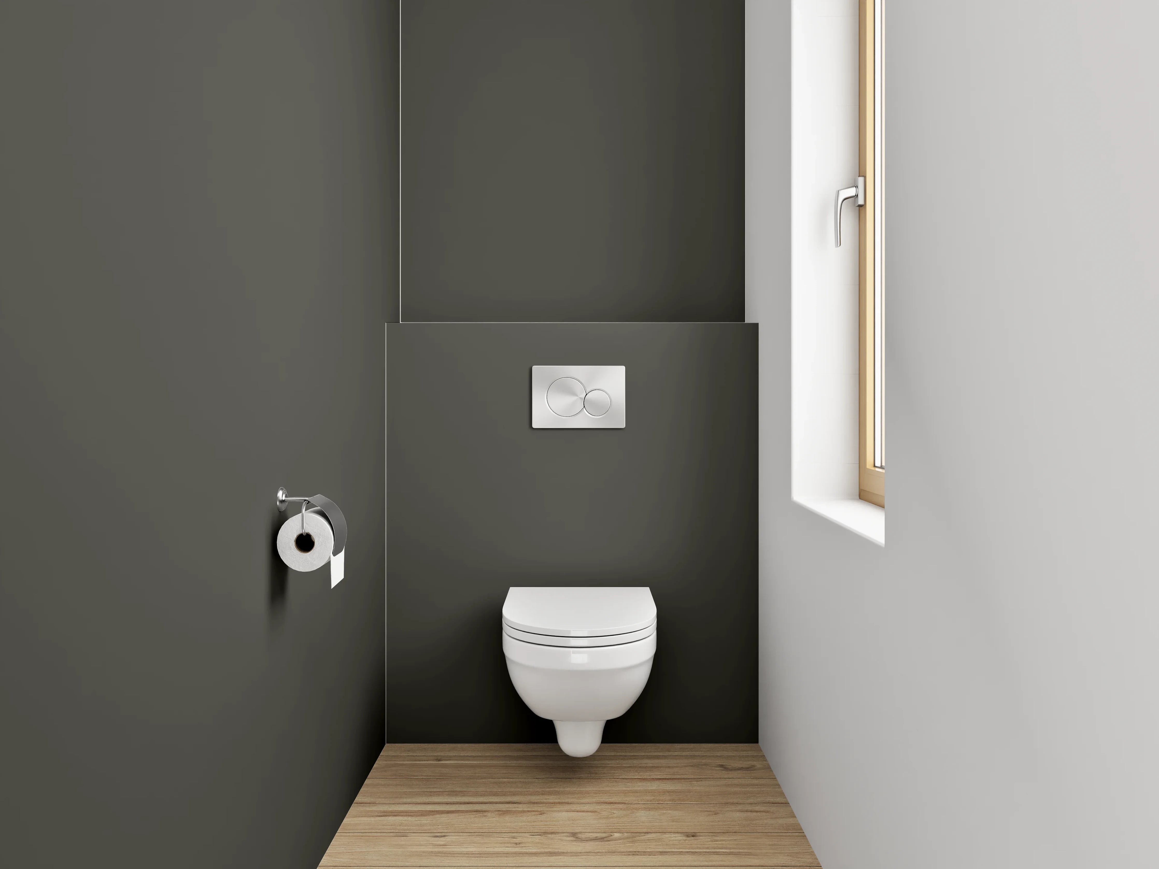 WC-Rückwand - RAL 6022 Braunoliv
