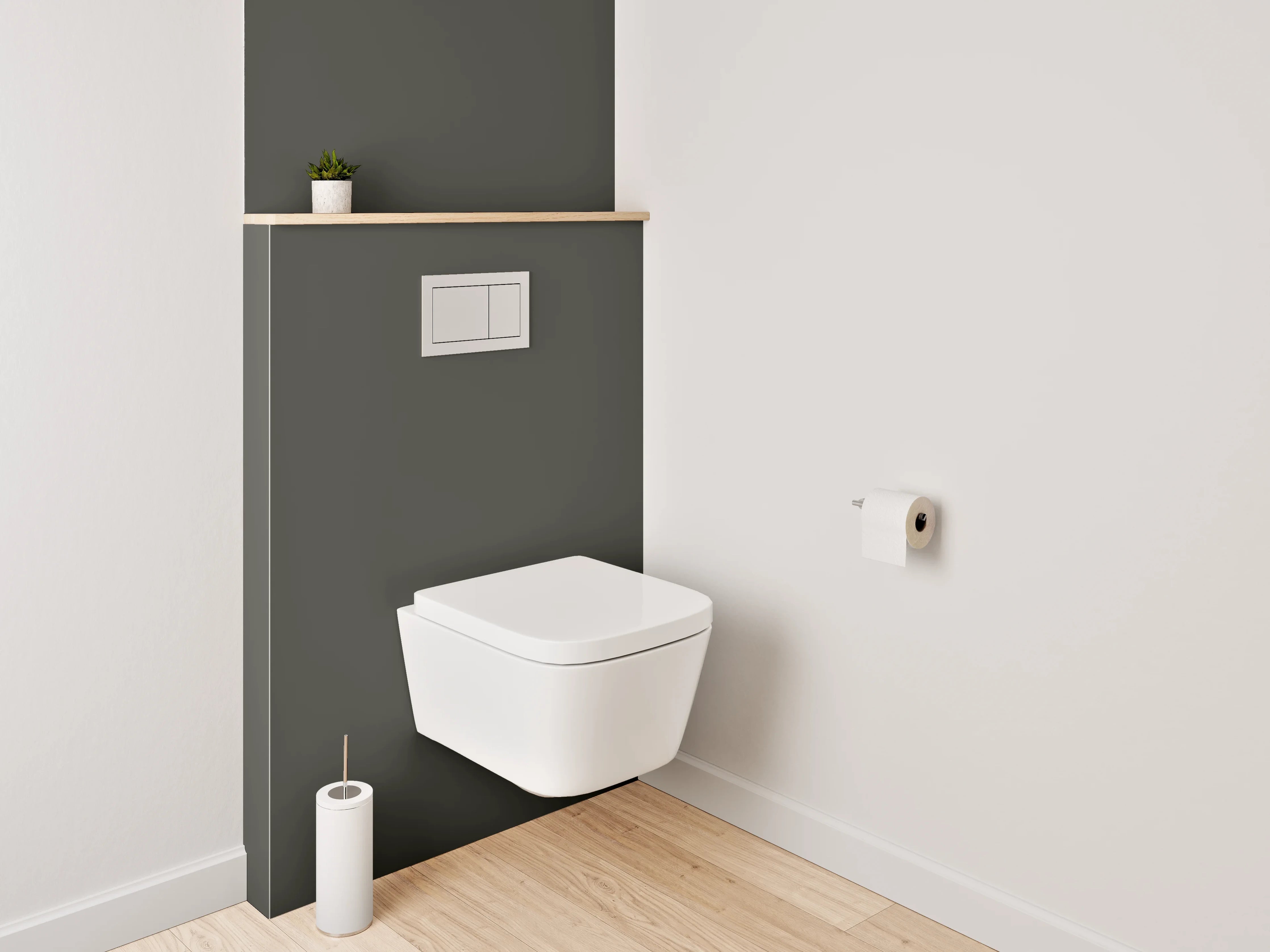 WC-Rückwand - RAL 6022 Braunoliv
