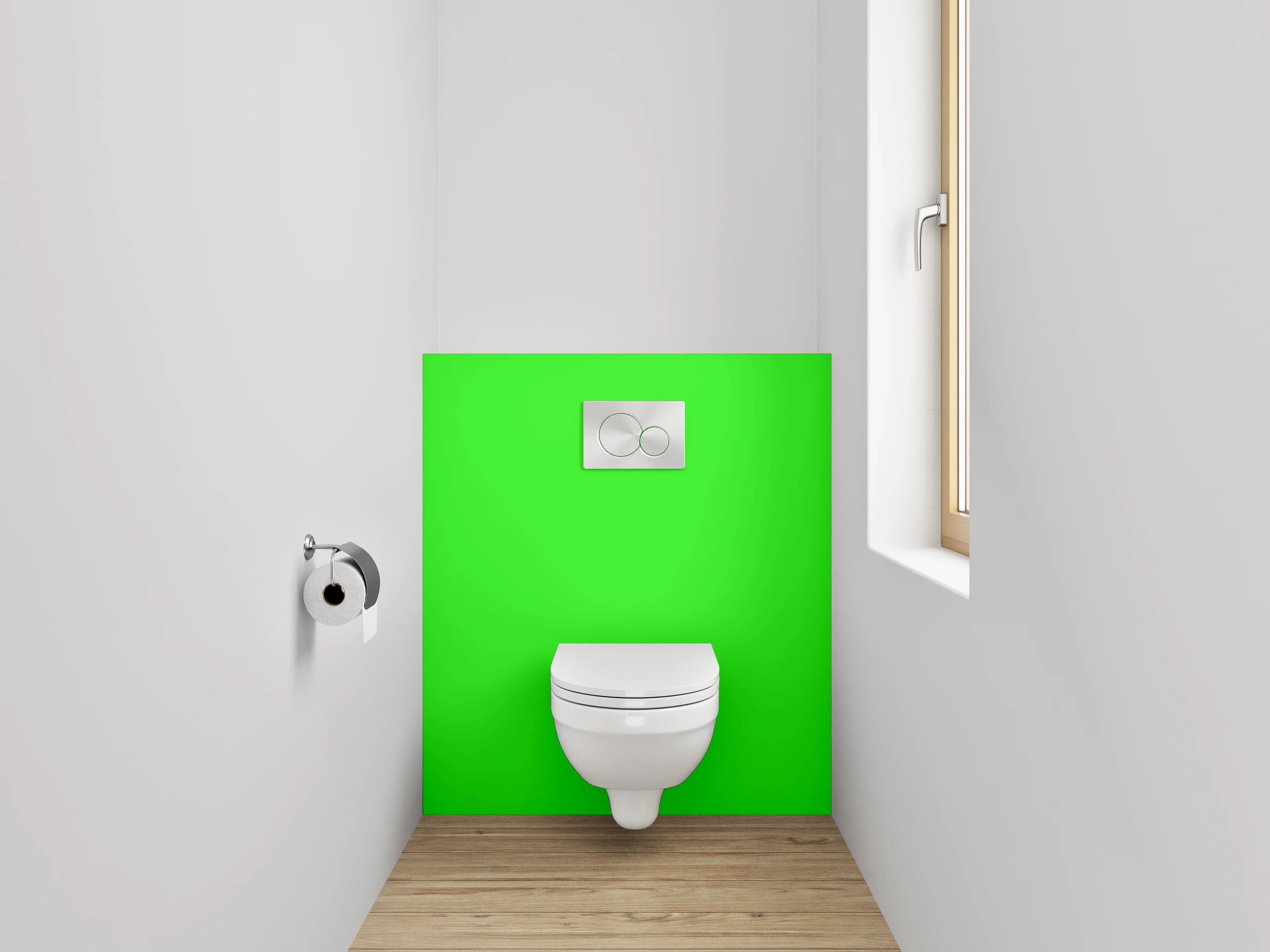 WC-Rückwand - RAL 6037 Reingrün