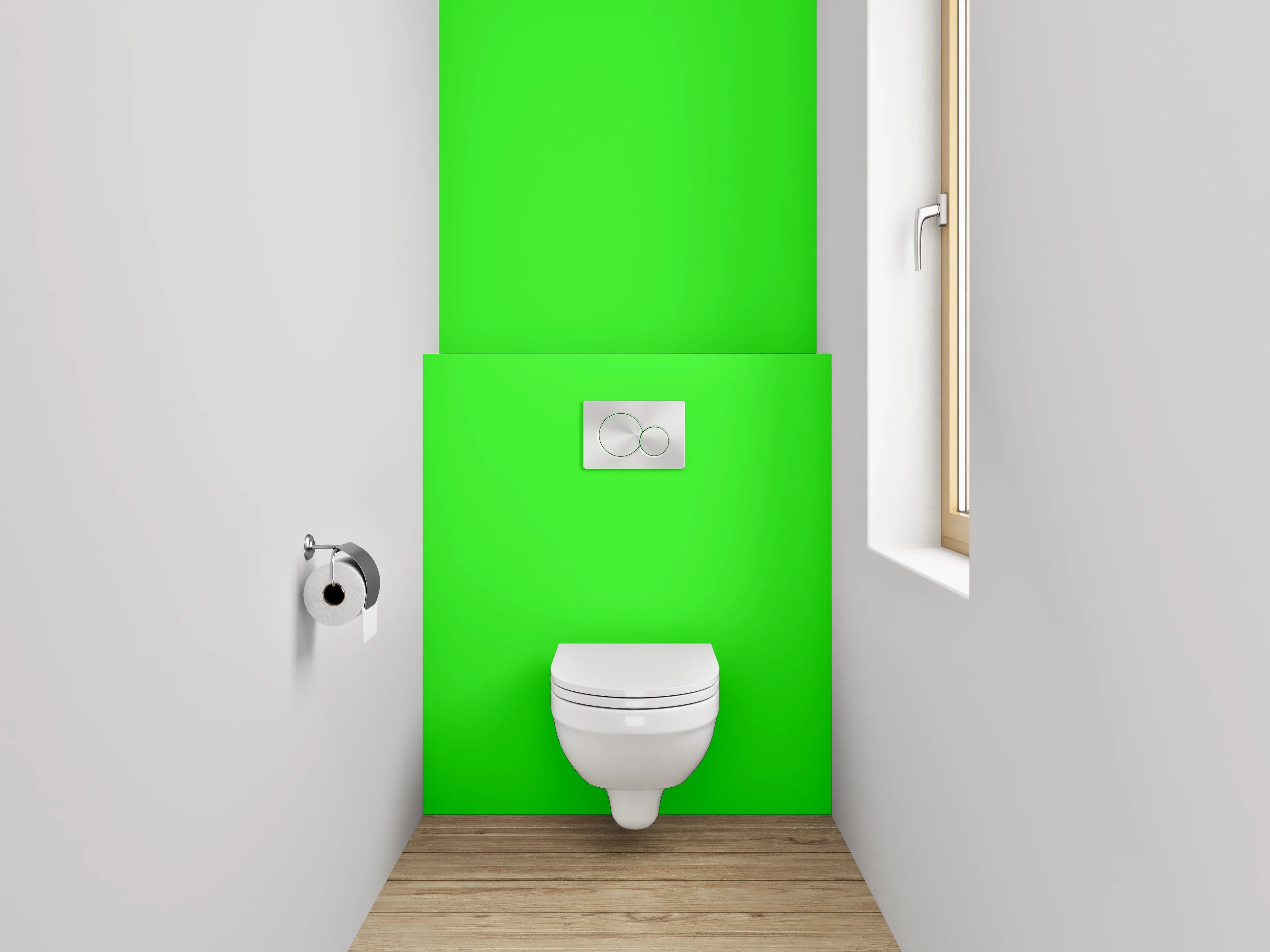 WC-Rückwand - RAL 6037 Reingrün