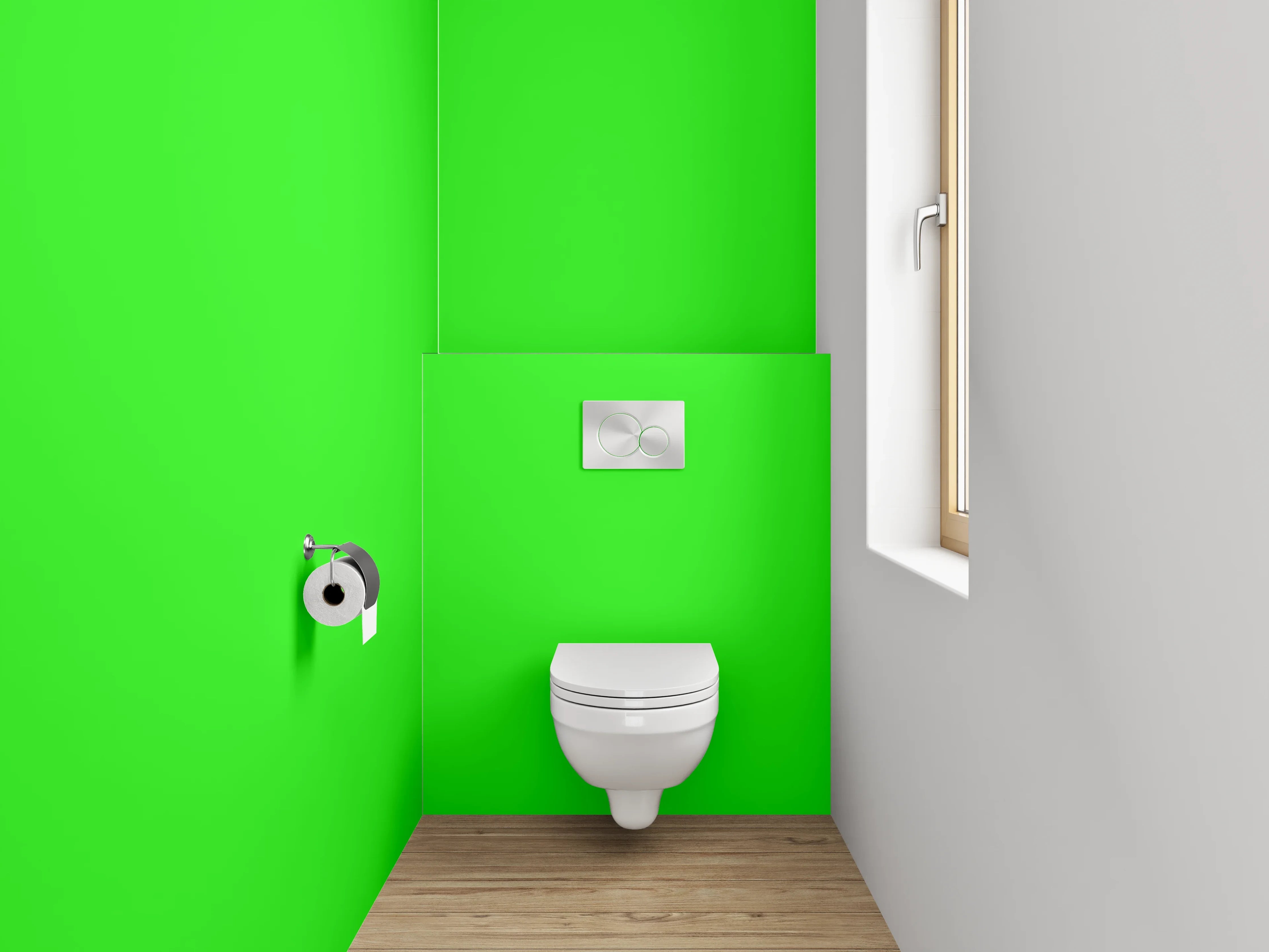 WC-Rückwand - RAL 6037 Reingrün