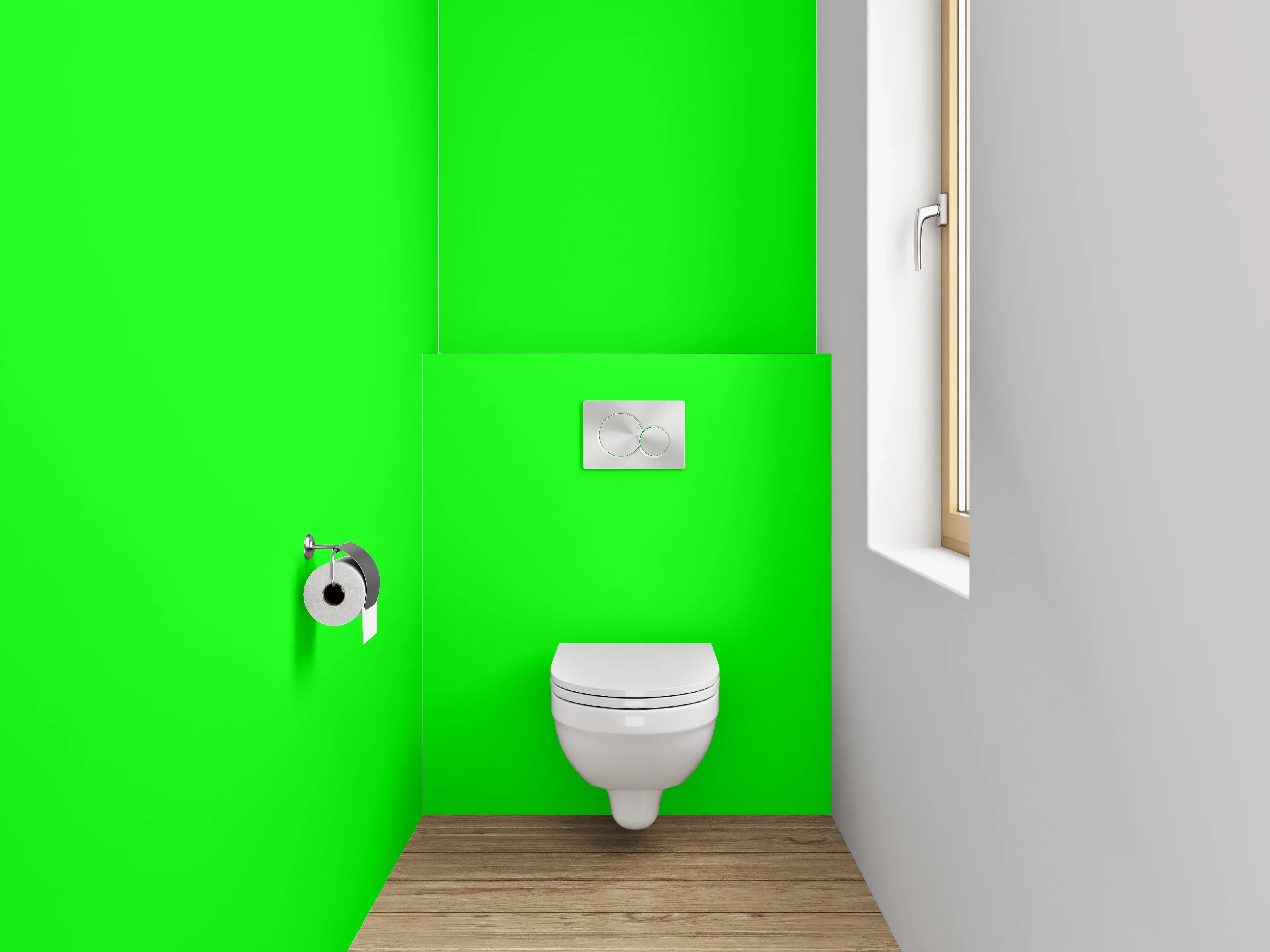 WC-Rückwand - RAL 6038 Leuchtgrün