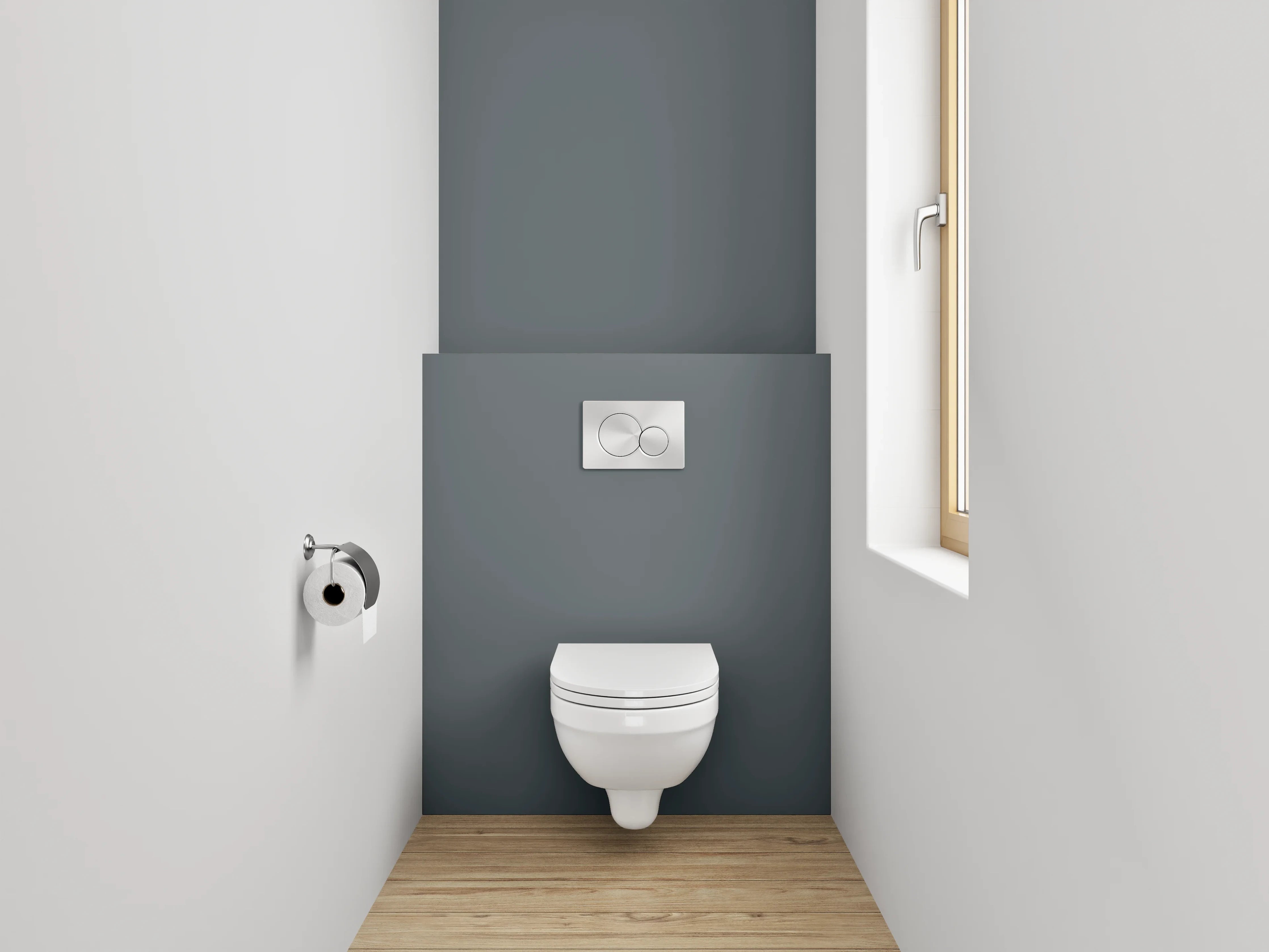 WC-Rückwand - RAL 7011 Eisengrau