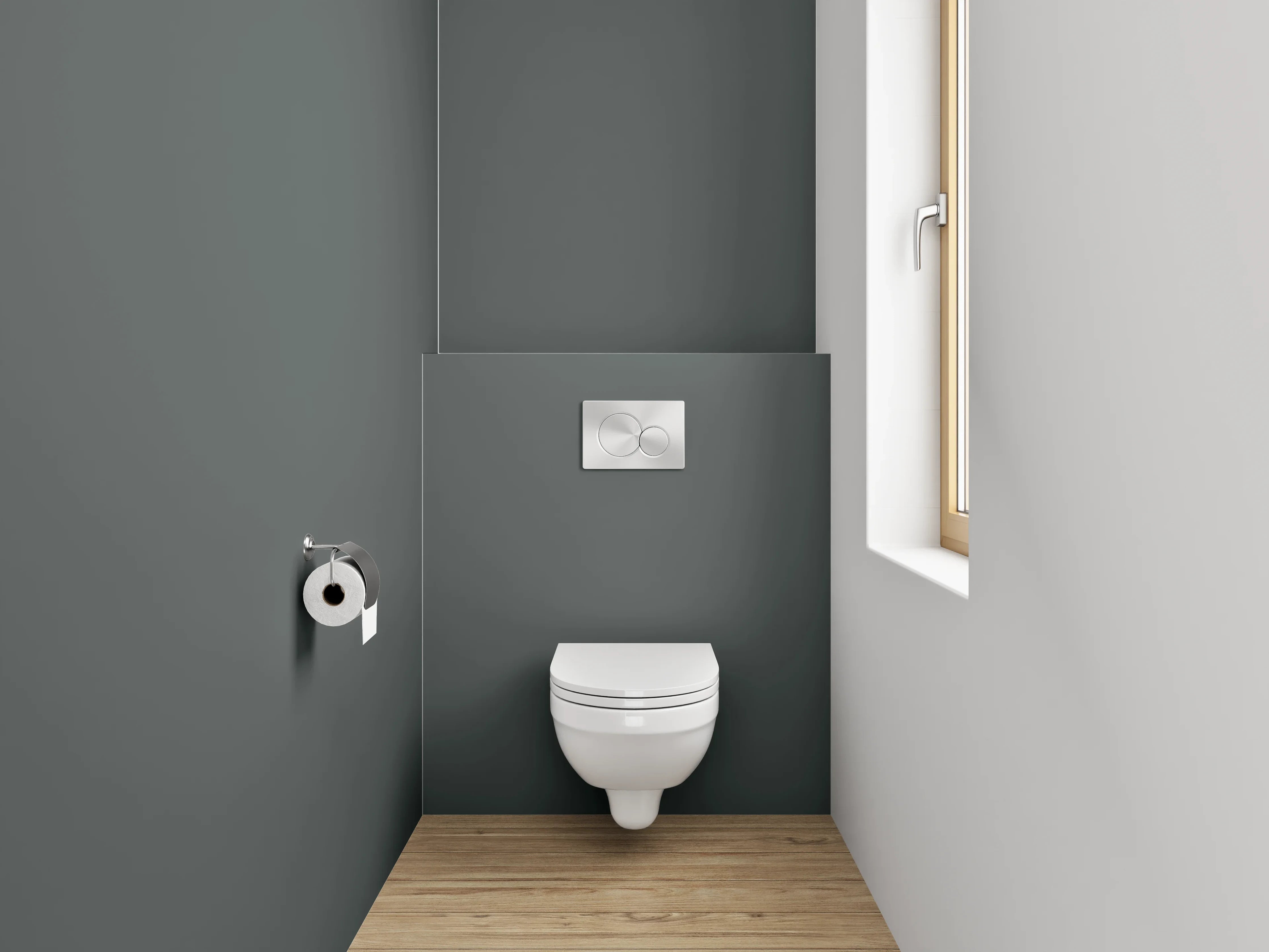WC-Rückwand - RAL 7043 Verkehrsgrau Boulonschwarzgrau