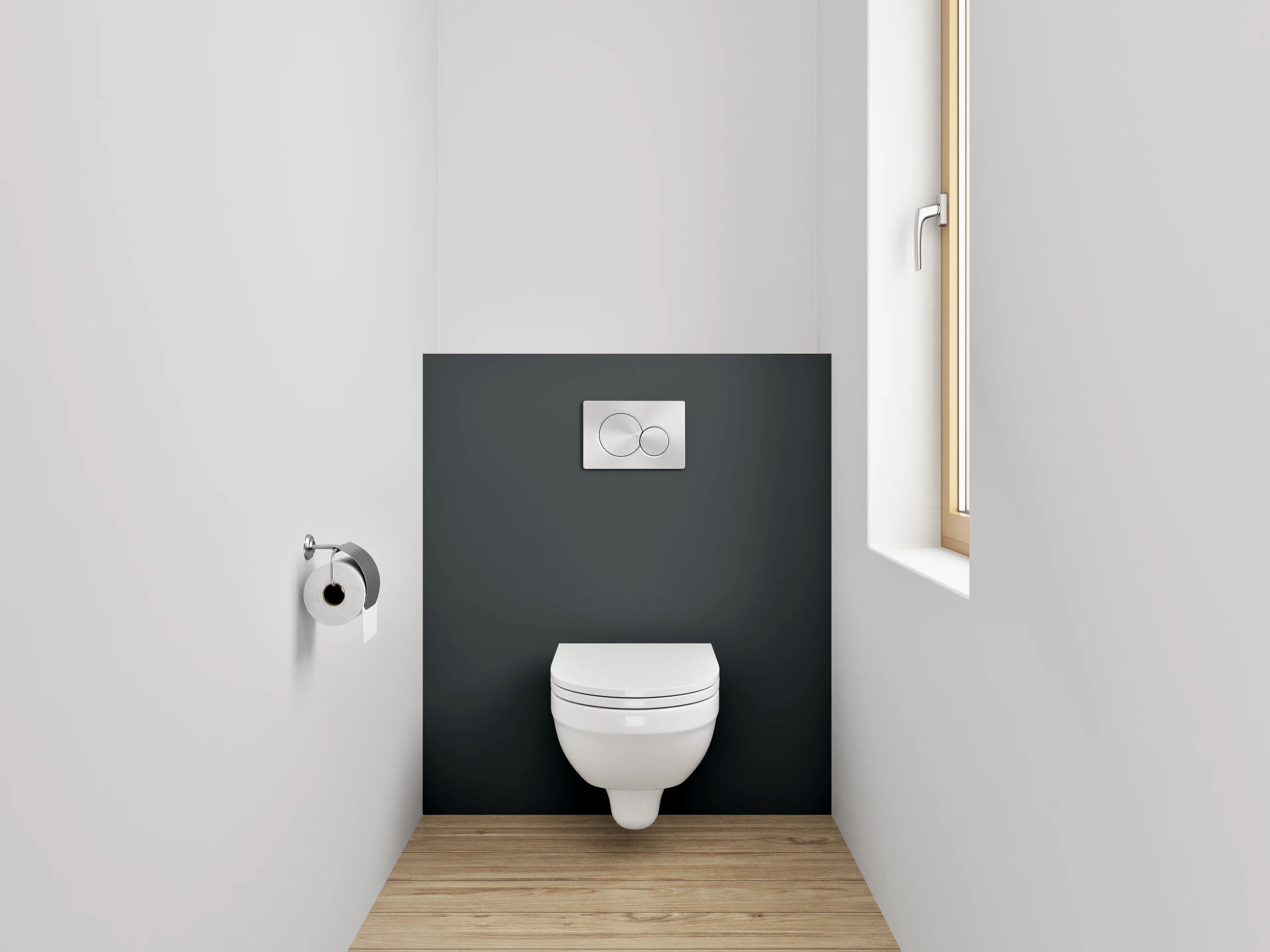 WC-Rückwand - RAL 9017 Verkehrsschwarz