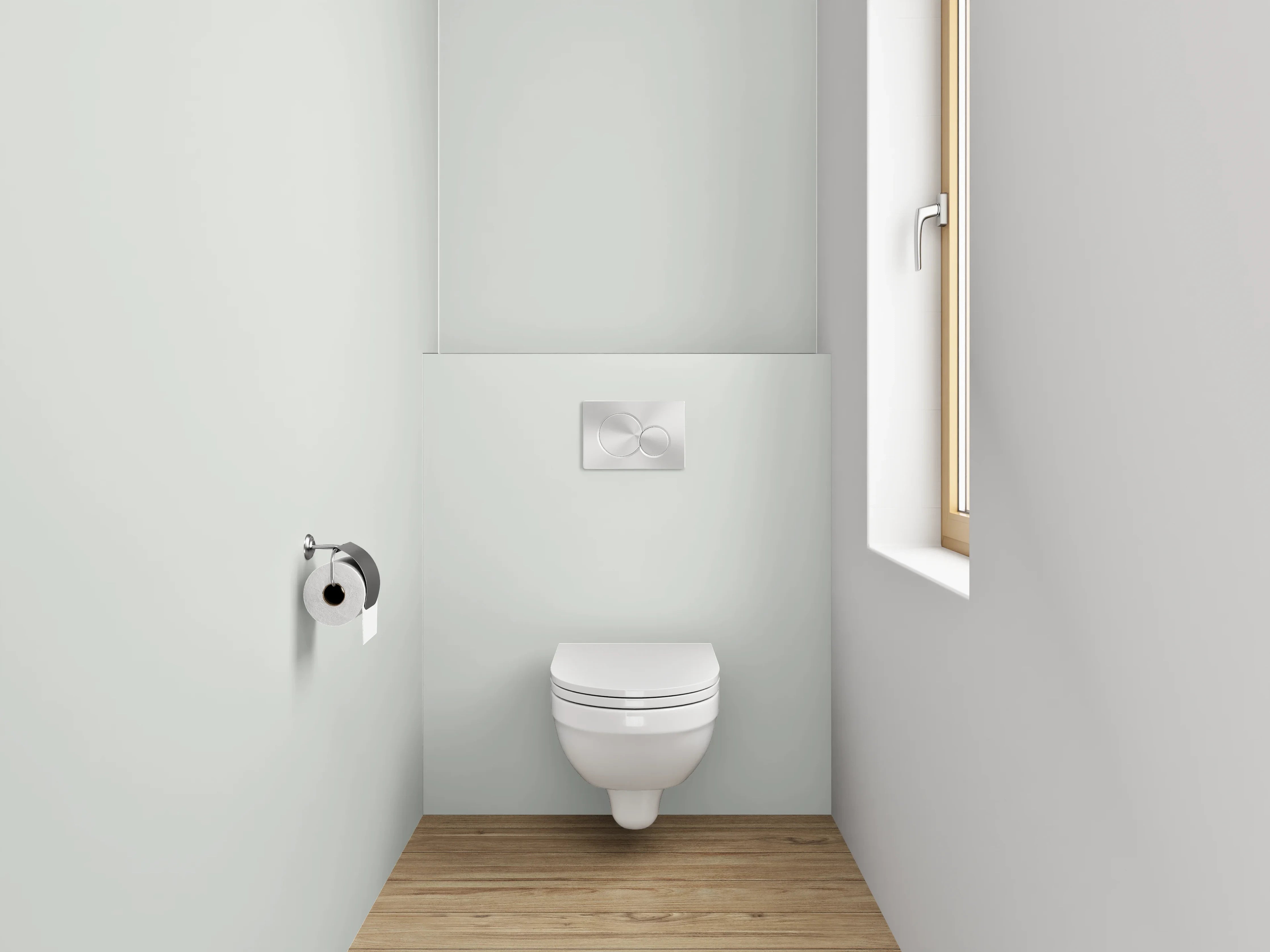 WC-Rückwand - RAL 9018 Papyrusweiß.