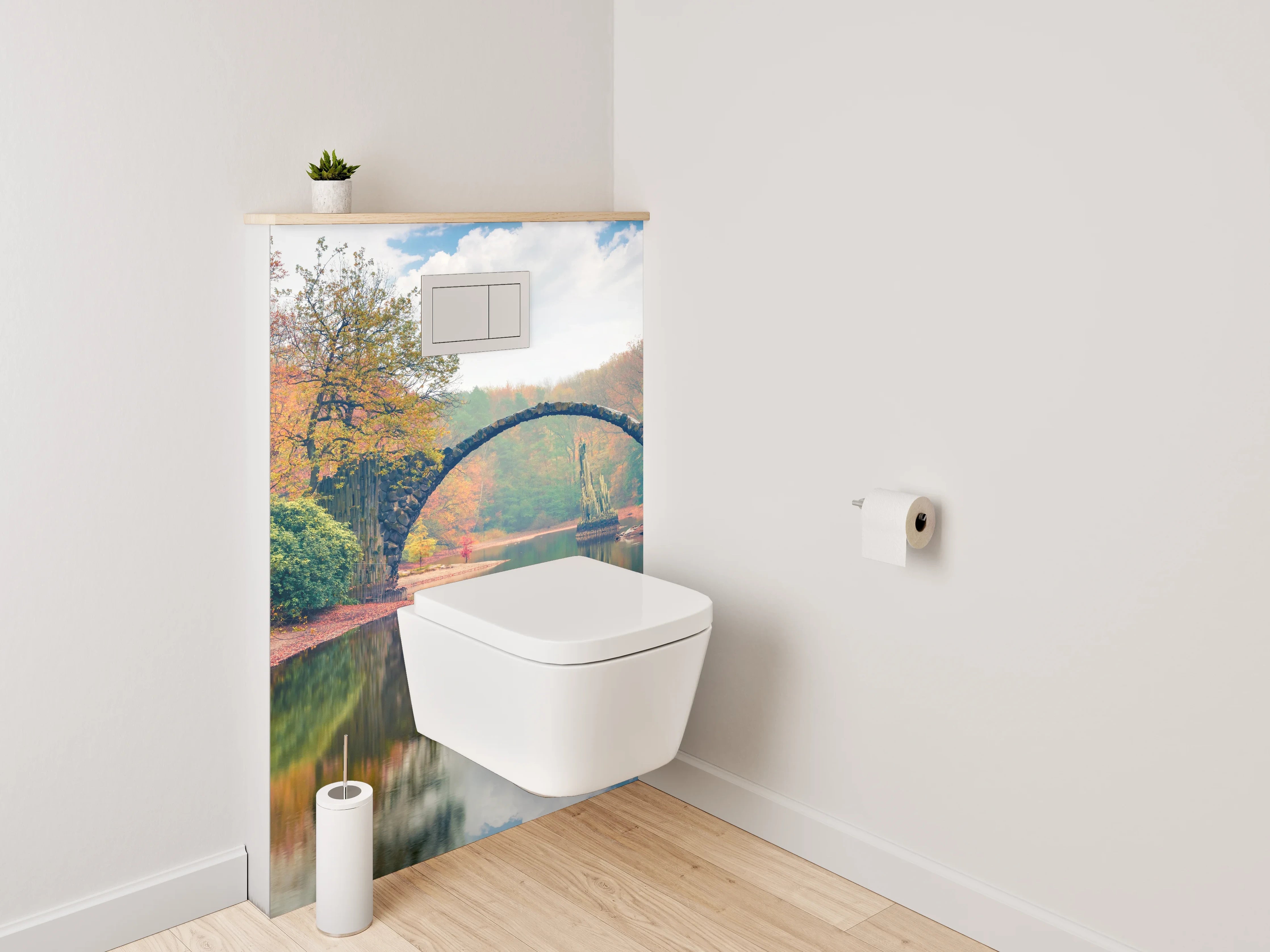 WC-Rückwand - Rakotzbrücke im Herbst – Magische Spiegelung