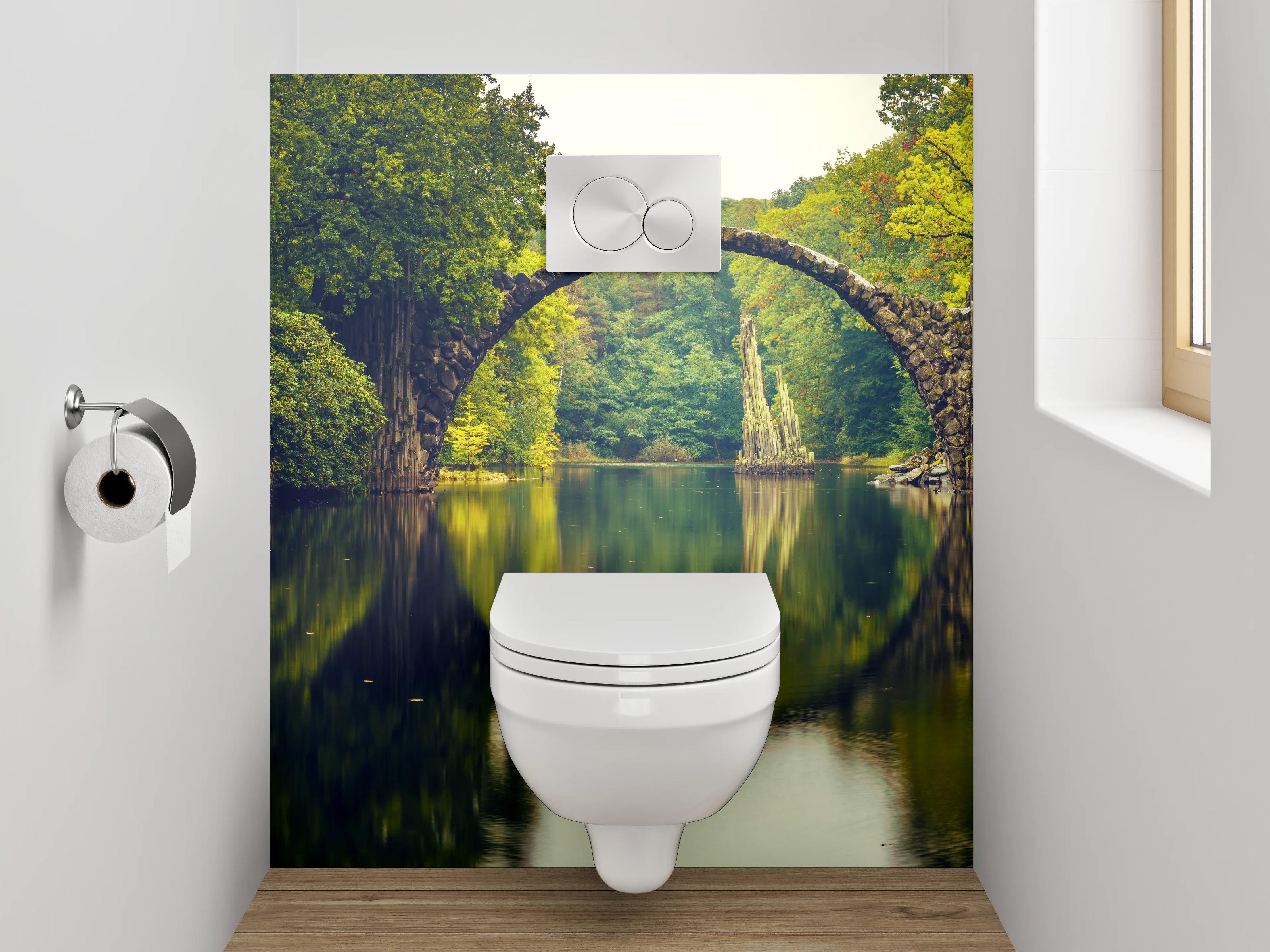 WC-Rückwand - Rakotzbrücke im grünen Märchenwald