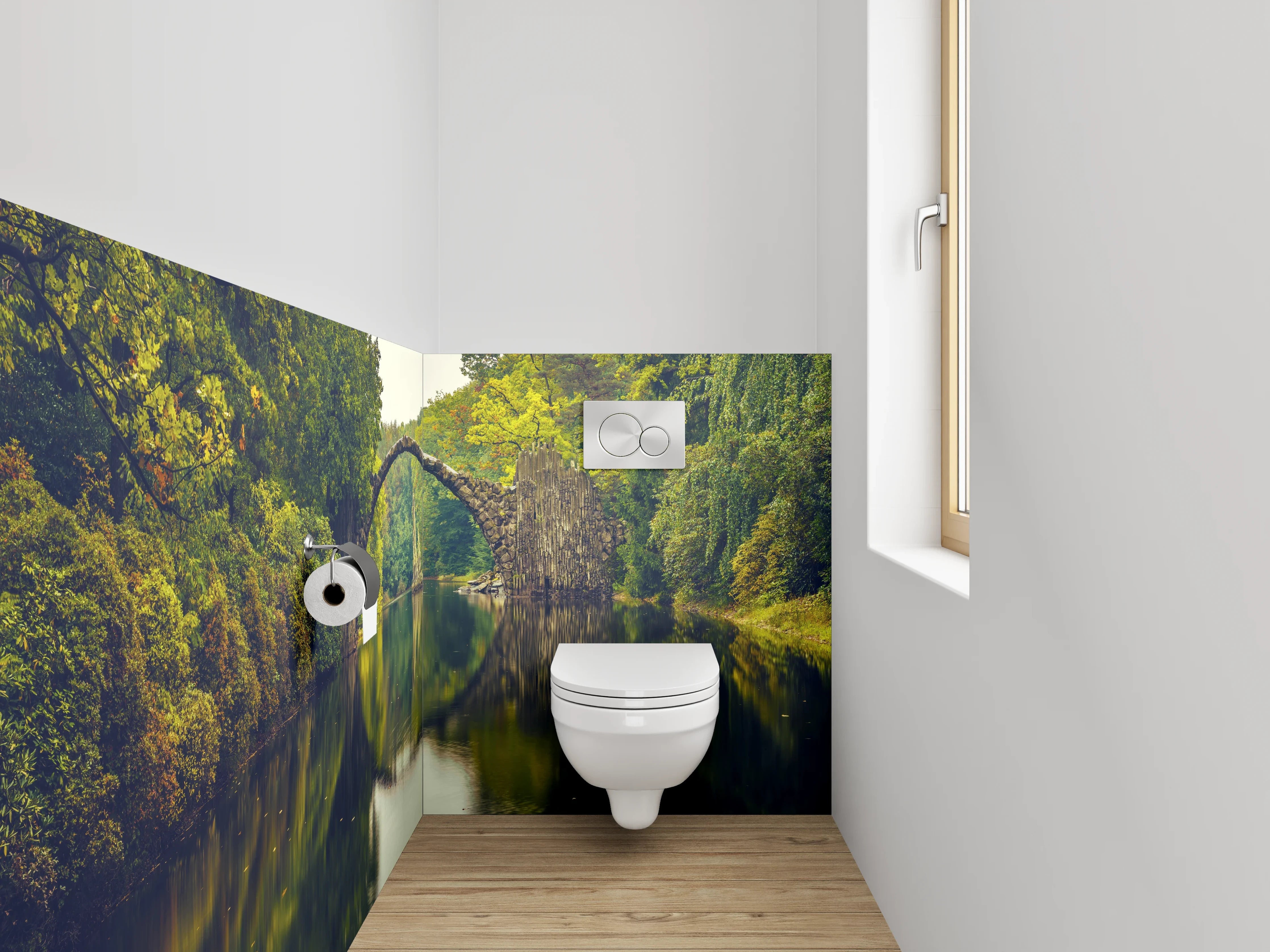 WC-Rückwand - Rakotzbrücke im grünen Märchenwald