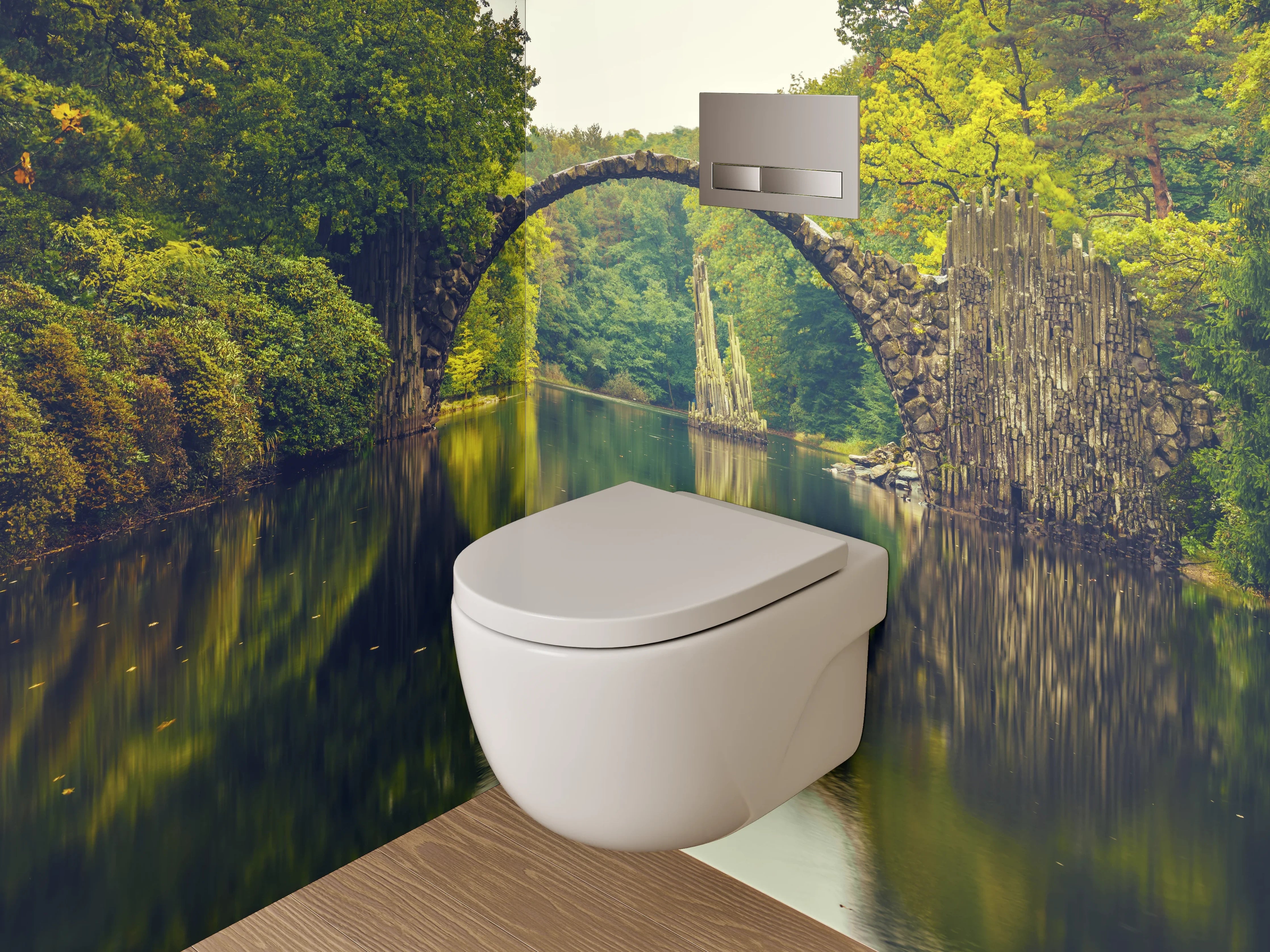 WC-Rückwand - Rakotzbrücke im grünen Märchenwald