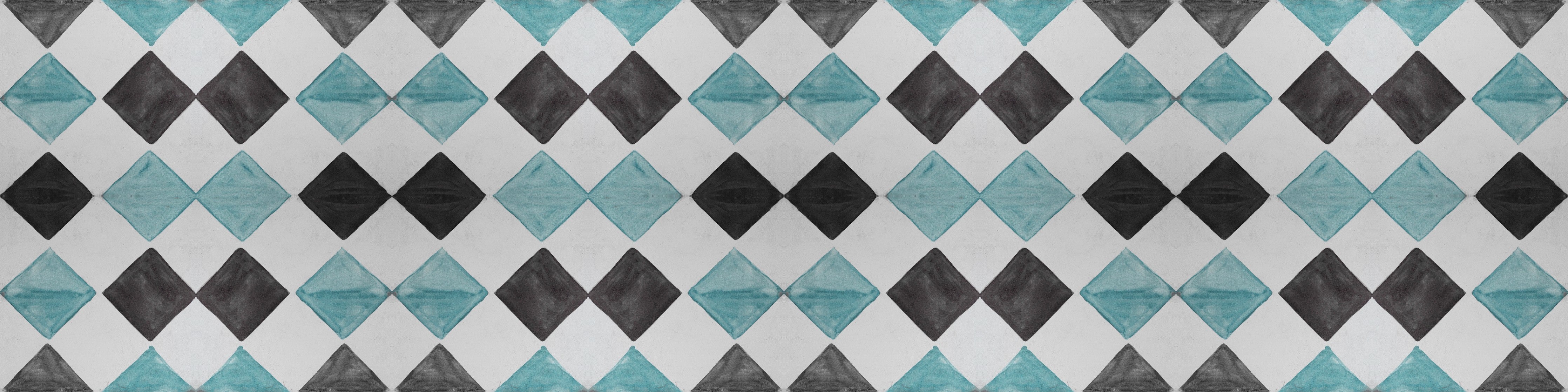 WC-Rückwand-Rauten-Mosaik in Türkis und Grau