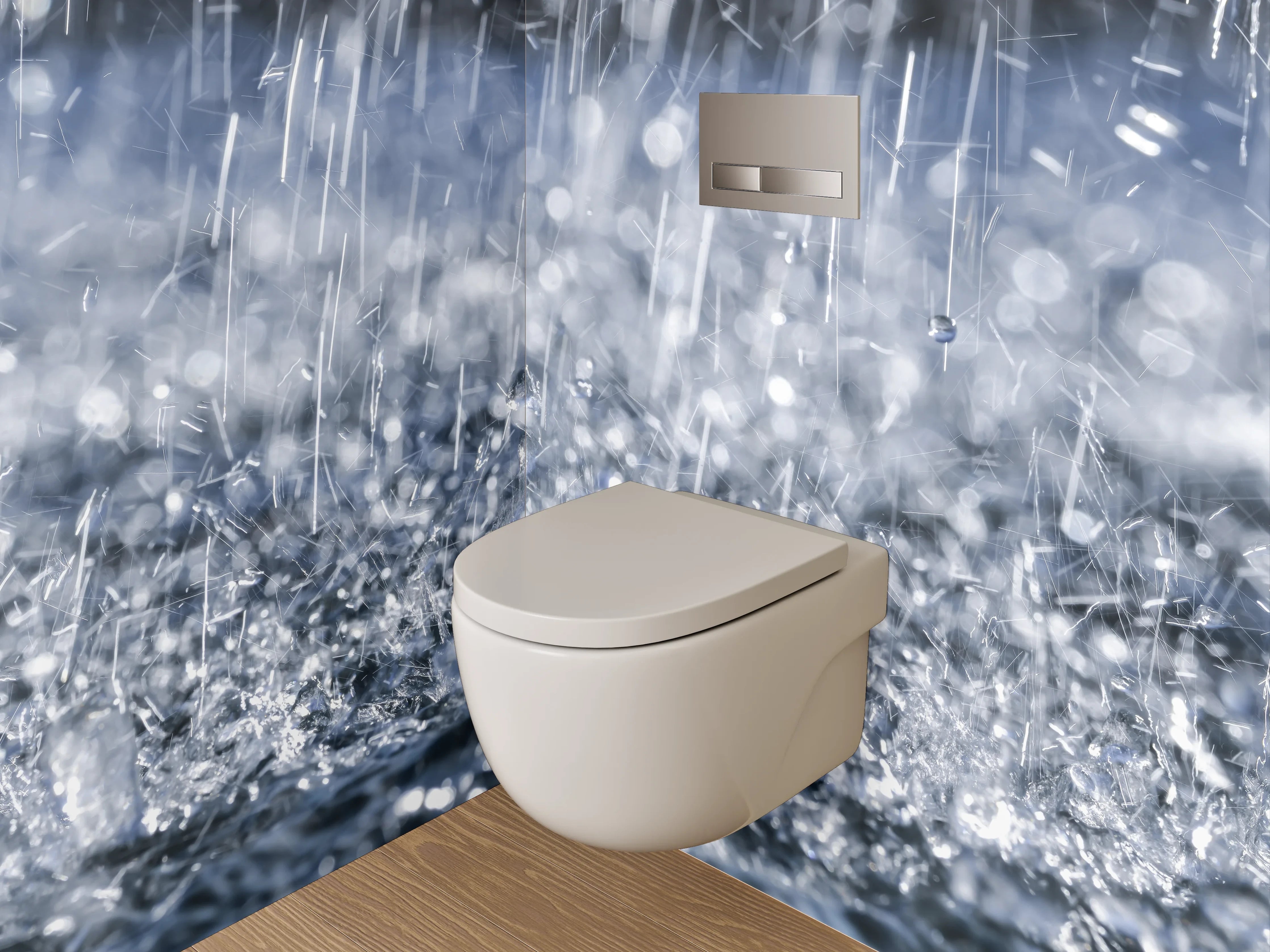 WC-Rückwand - Regenprasseln – Natürliche Wasserdynamik