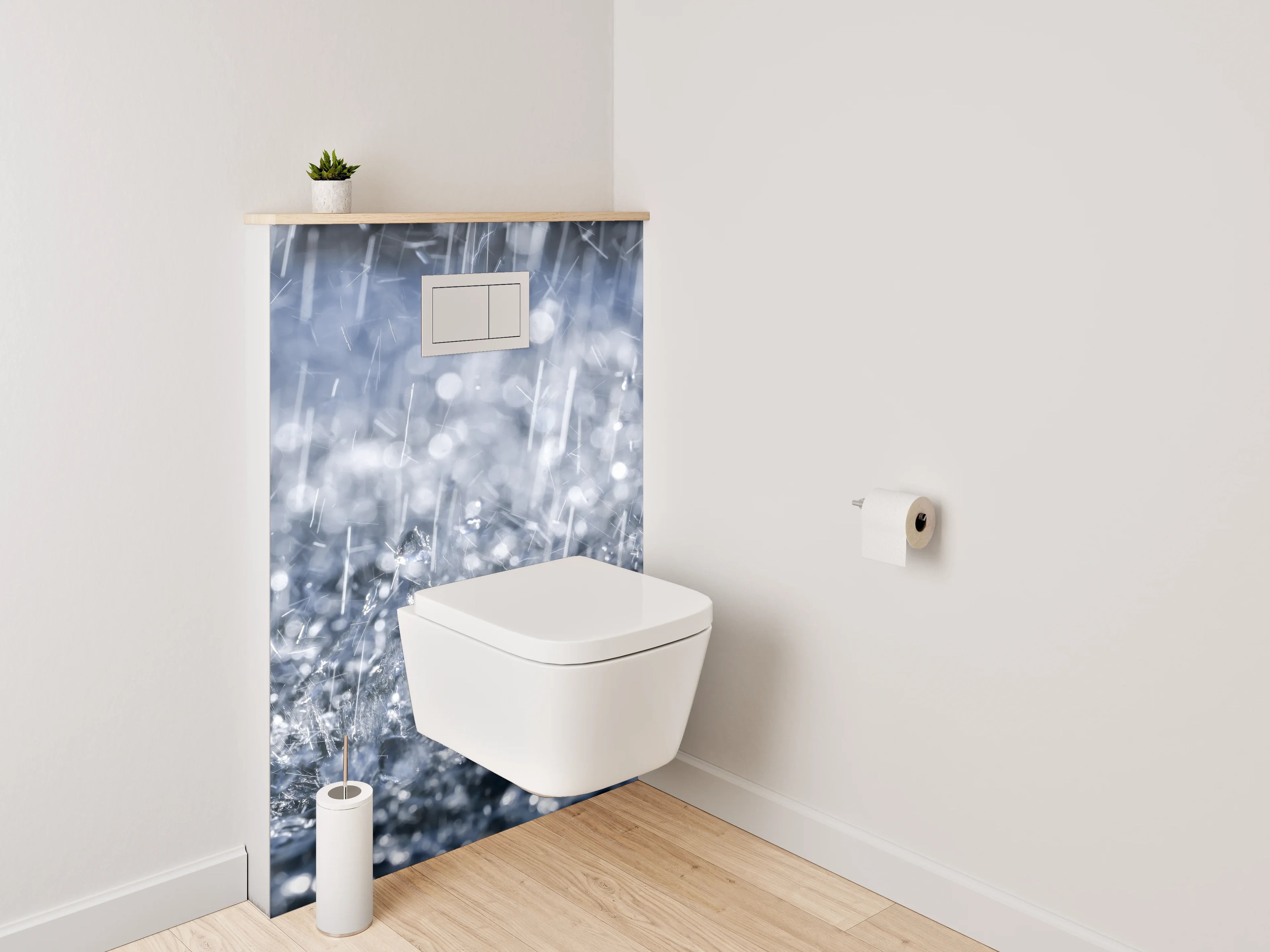 WC-Rückwand - Regenprasseln – Natürliche Wasserdynamik