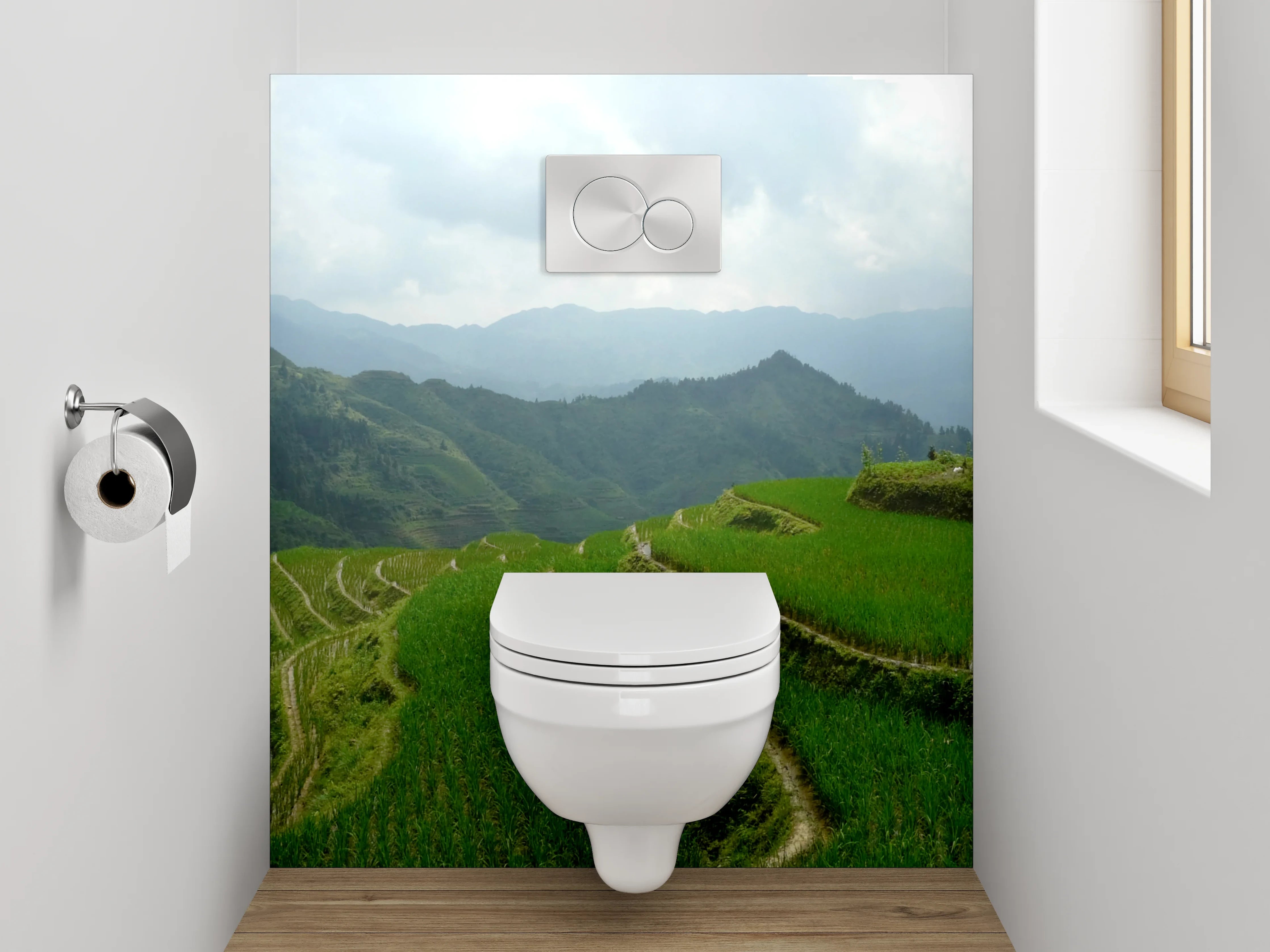 WC-Rückwand - Reisterrassen Panorama Fernost