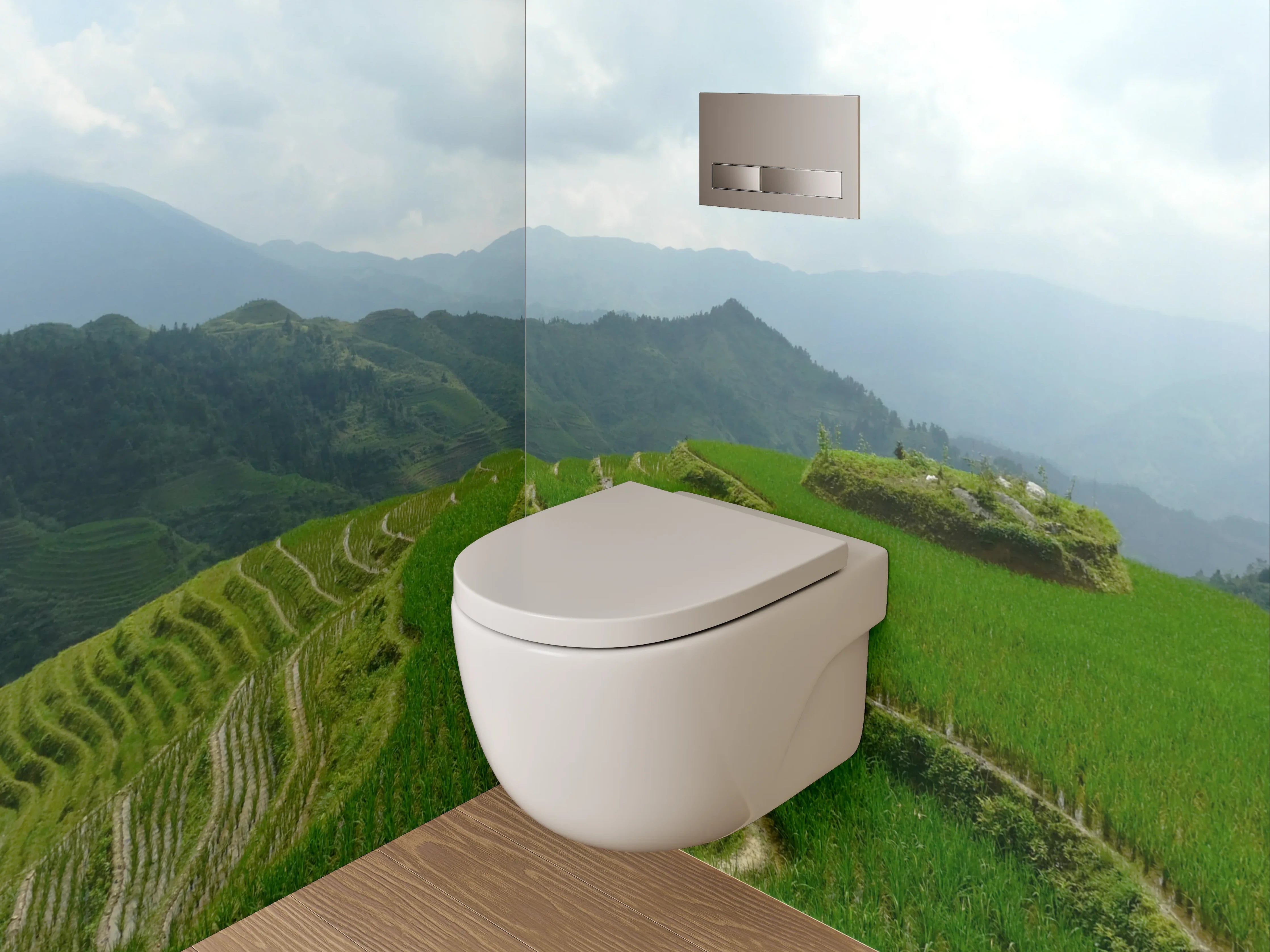 WC-Rückwand - Reisterrassen Panorama Fernost