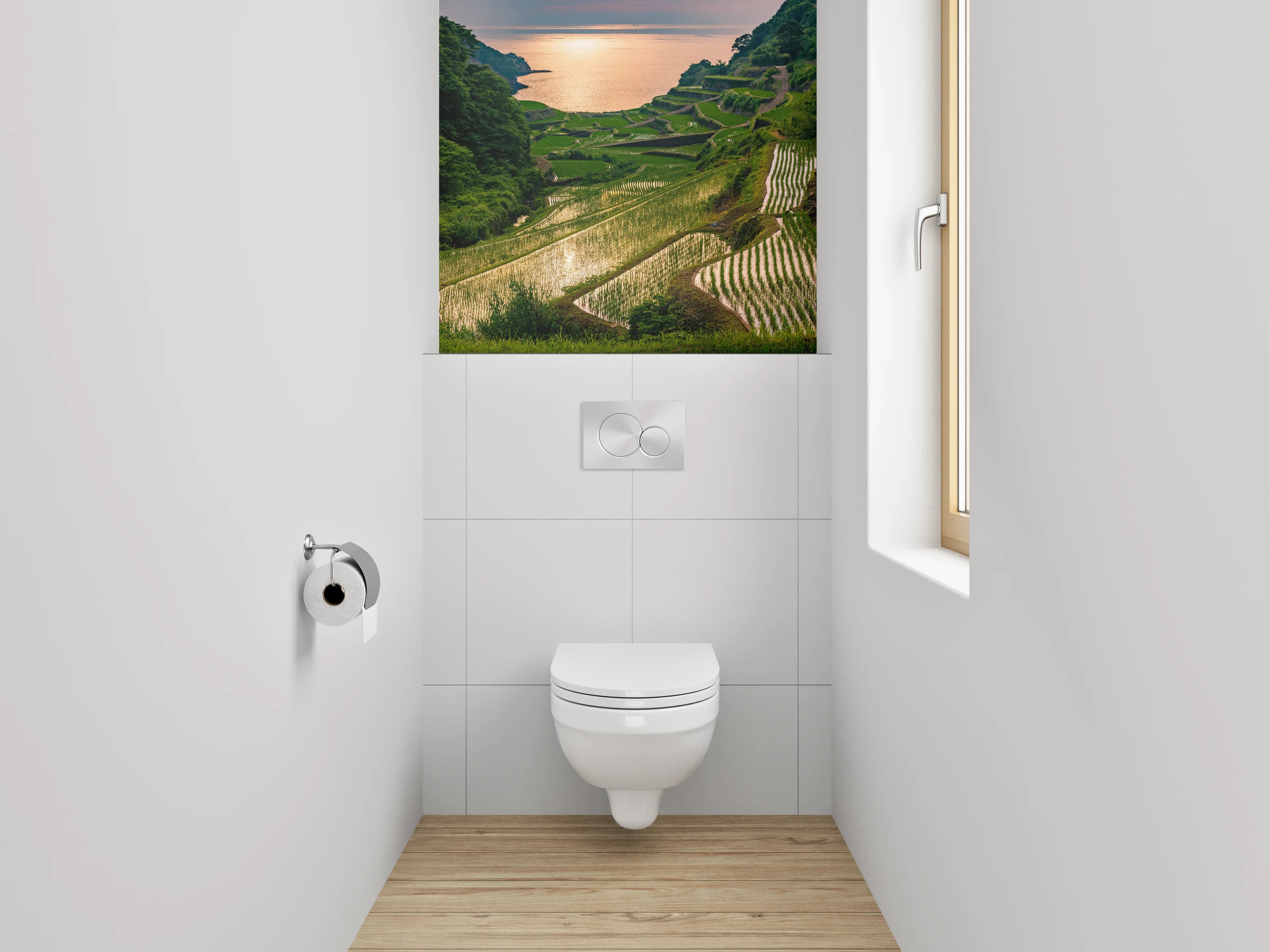 WC-Rückwand - Reisterrassen im Sonnenuntergang – Natur Pur