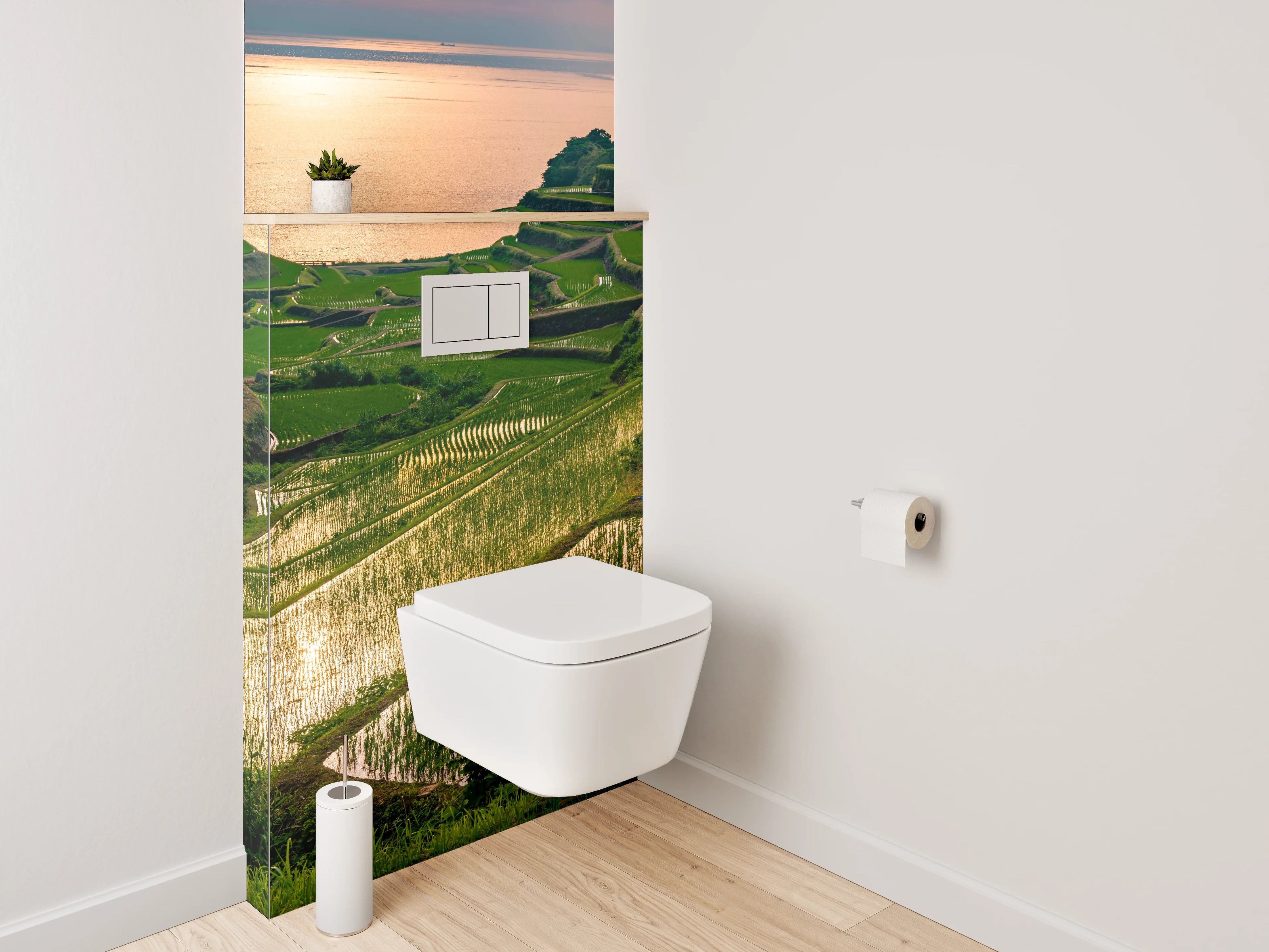 WC-Rückwand - Reisterrassen im Sonnenuntergang – Natur Pur