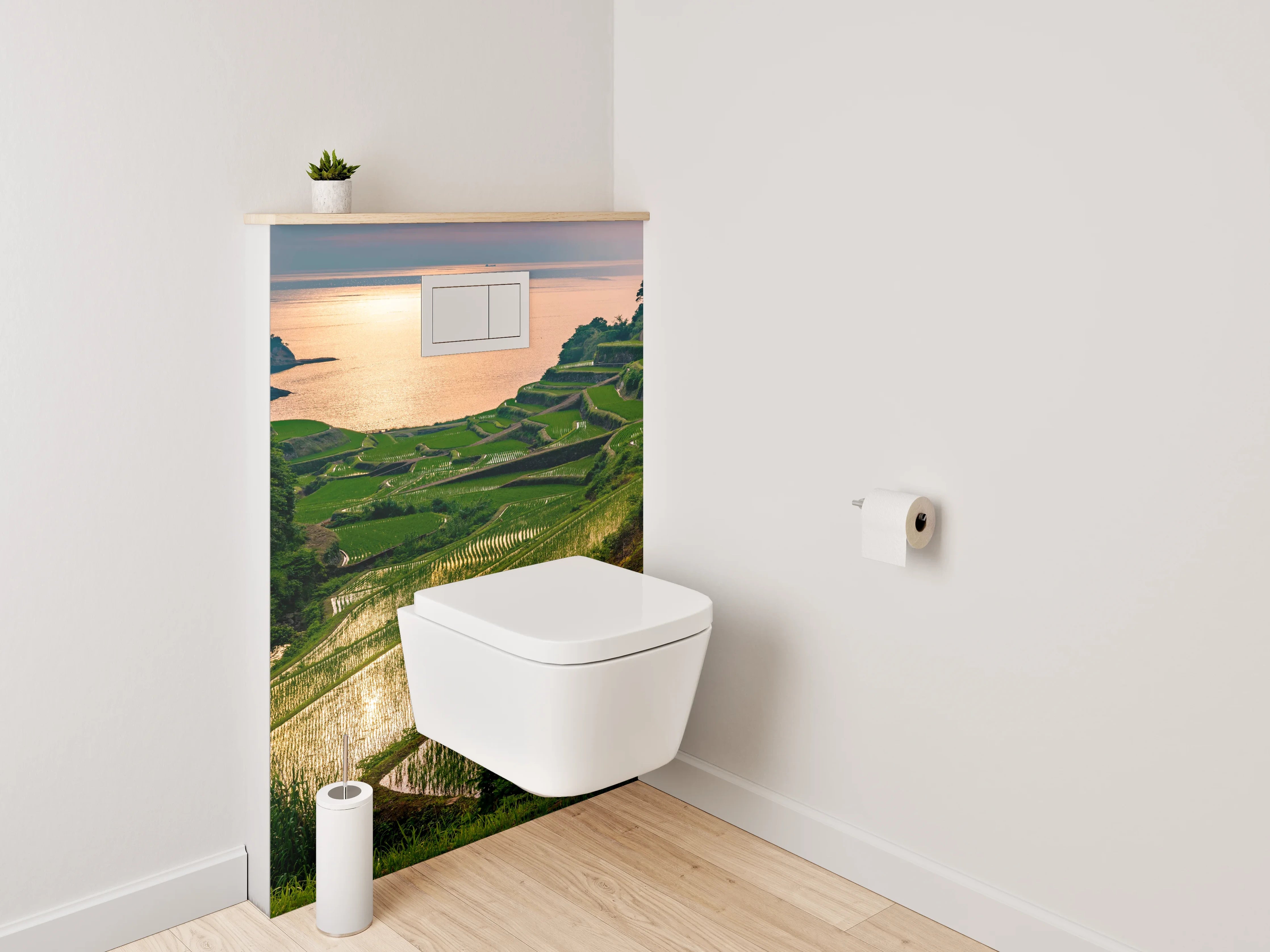 WC-Rückwand - Reisterrassen im Sonnenuntergang – Natur Pur