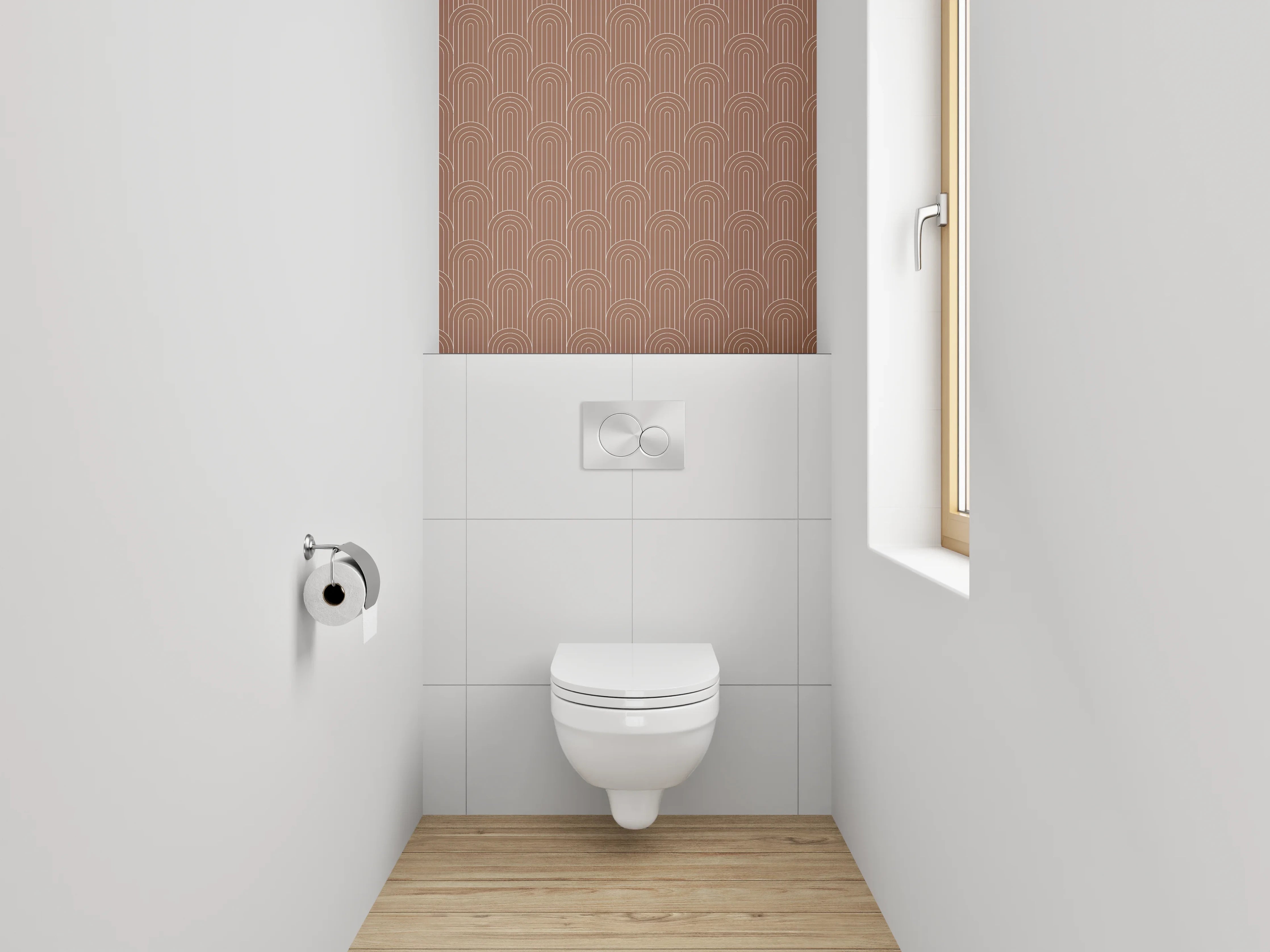 WC-Rückwand - Retro Bögen Muster Terrakotta